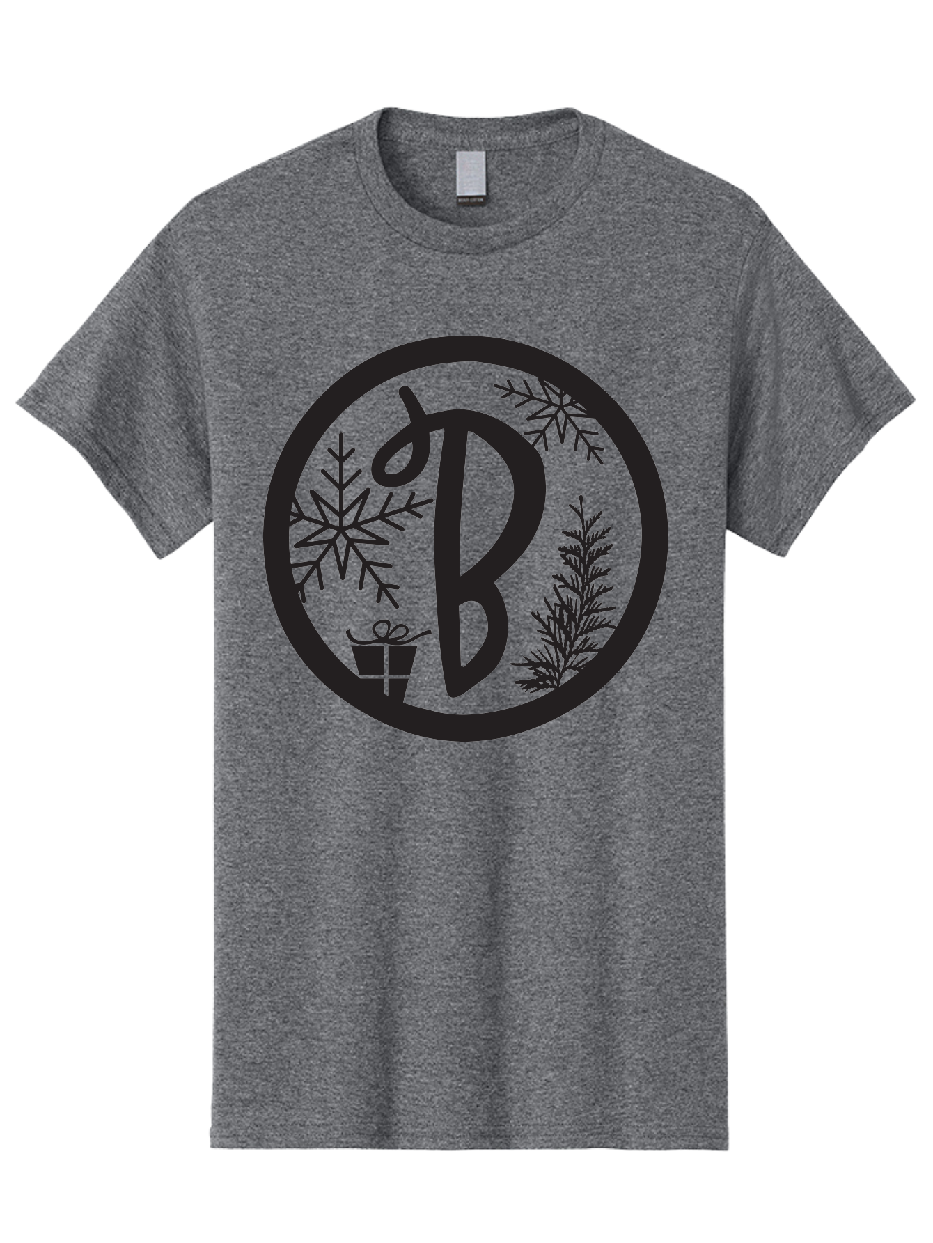 B Men'S Graphic Tee, 100% Cotton, Comfortable Casual Summer Wear, Machine Washable, Christmas Gift, Snowflake, Festive Decorations, Holly Leaves, Holiday Season, Winter Wonderland, Winter Holidays, Gift Box, Christmas Theme Aac484