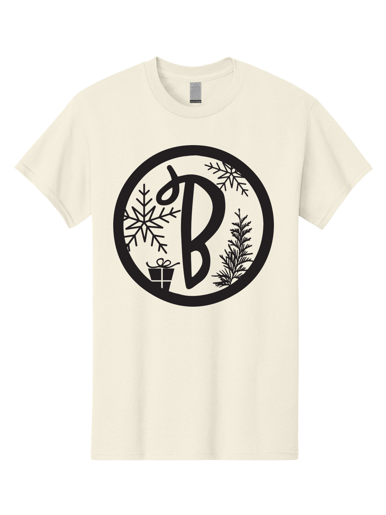 B Men'S Graphic Tee, 100% Cotton, Comfortable Casual Summer Wear, Machine Washable, Christmas Gift, Snowflake, Festive Decorations, Holly Leaves, Holiday Season, Winter Wonderland, Winter Holidays, Gift Box, Christmas Theme Aac484