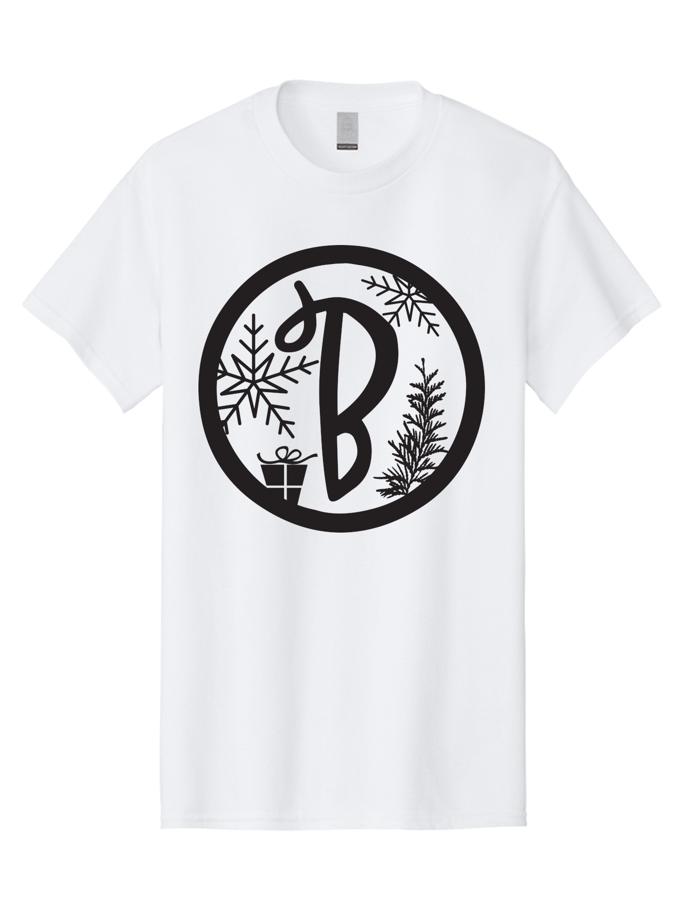 B Men'S Graphic Tee, 100% Cotton, Comfortable Casual Summer Wear, Machine Washable, Christmas Gift, Snowflake, Festive Decorations, Holly Leaves, Holiday Season, Winter Wonderland, Winter Holidays, Gift Box, Christmas Theme Aac484