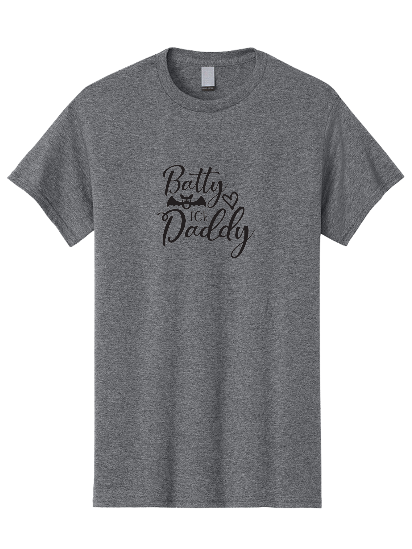 Batty-For-Daddy Men'S Graphic Tee, 100% Cotton, Comfortable Casual Summer Wear, Machine Washable, Batty For Daddy, Halloween Theme, Father'S Day Gift, Bat Design, Heart Symbol, Cursive Text, Love Message Aac490