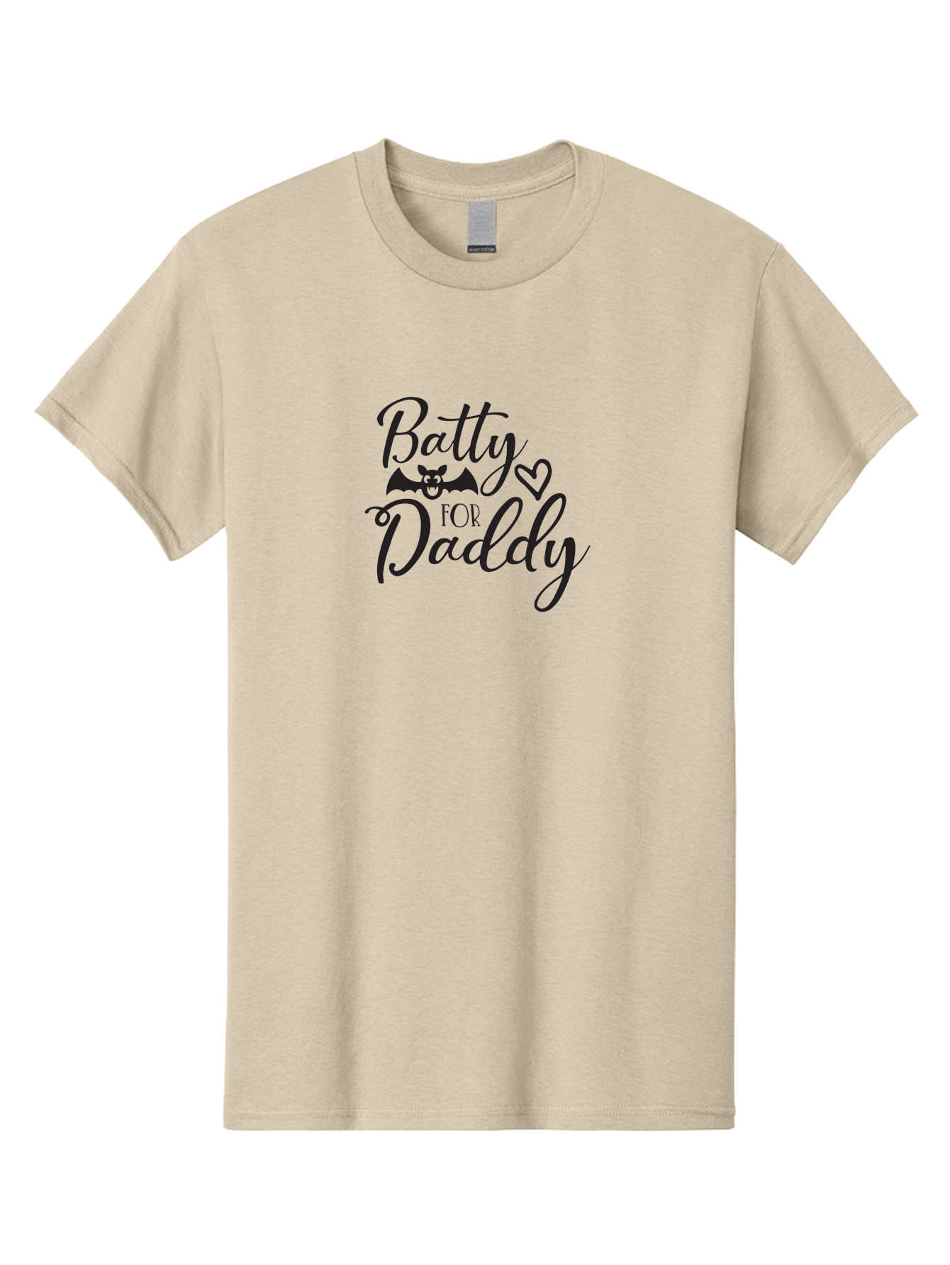 Batty-For-Daddy Men'S Graphic Tee, 100% Cotton, Comfortable Casual Summer Wear, Machine Washable, Batty For Daddy, Halloween Theme, Father'S Day Gift, Bat Design, Heart Symbol, Cursive Text, Love Message Aac490