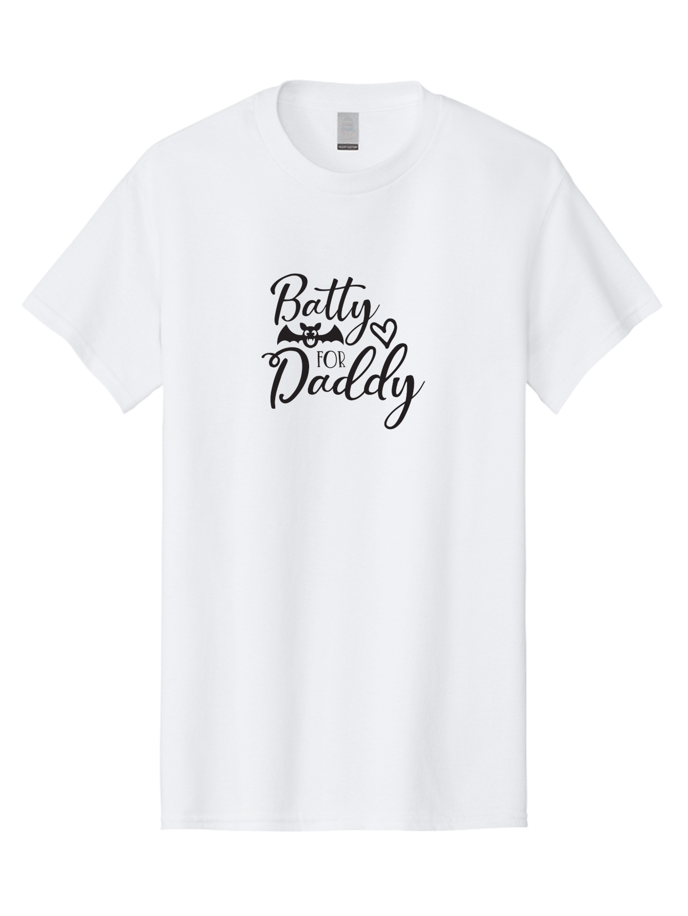 Batty-For-Daddy Men'S Graphic Tee, 100% Cotton, Comfortable Casual Summer Wear, Machine Washable, Batty For Daddy, Halloween Theme, Father'S Day Gift, Bat Design, Heart Symbol, Cursive Text, Love Message Aac490