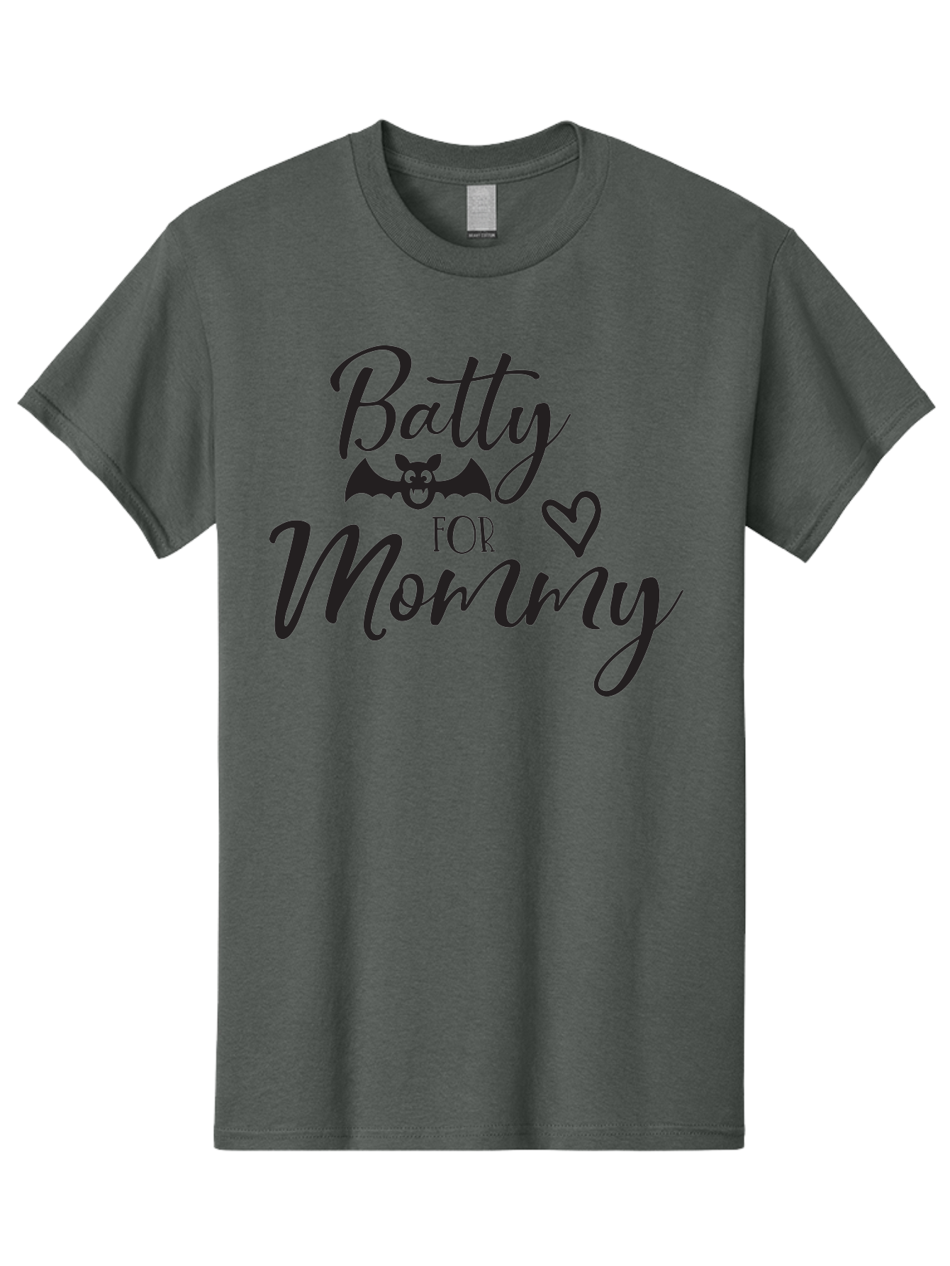 Batty-For-Mommy Men'S Graphic Tee, 100% Cotton, Comfortable Casual Summer Wear, Machine Washable, Halloween Theme, Batty For Mommy, Mother Child Love, Halloween Quotes, Funny Bat Design, Cursive Script, Heart Symbol, Mom Appreciation Aac491