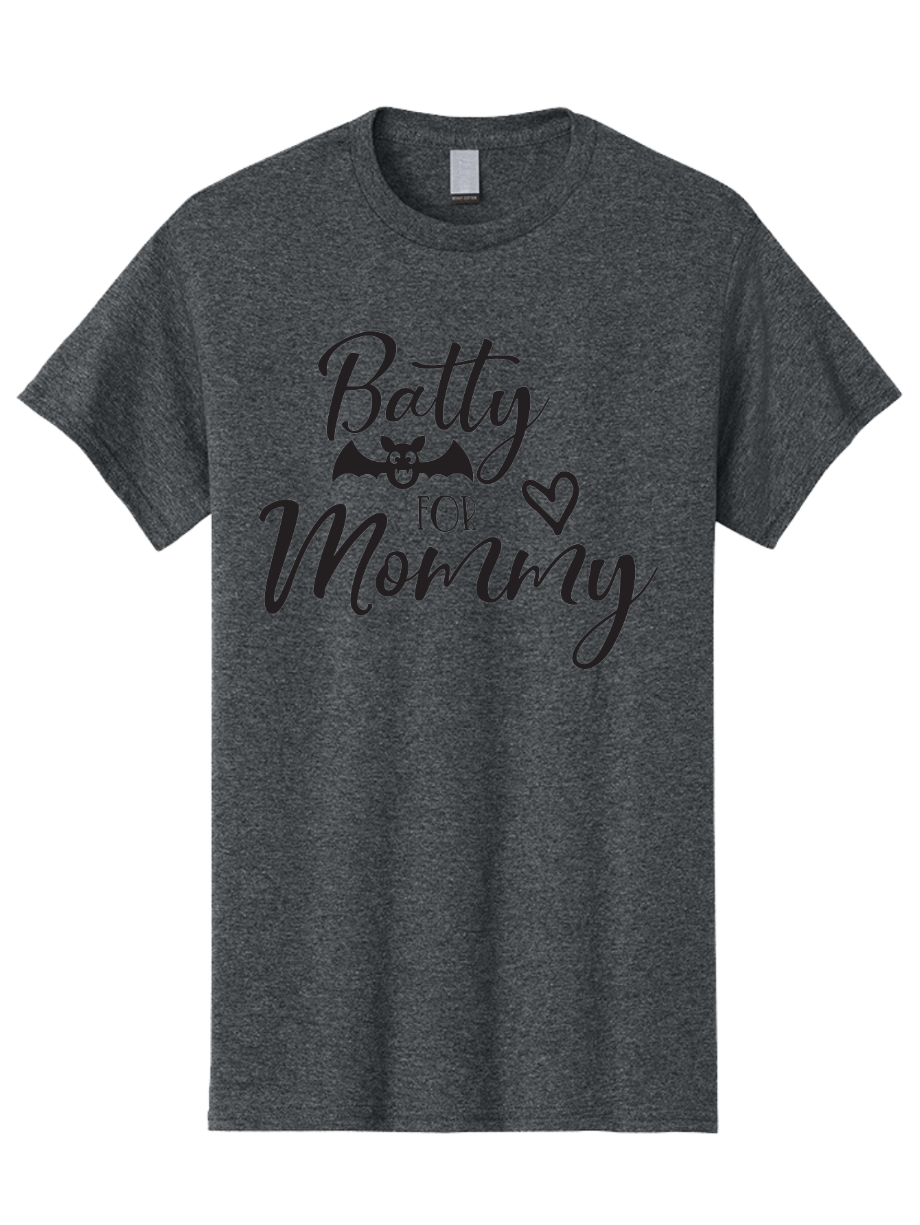 Batty-For-Mommy Men'S Graphic Tee, 100% Cotton, Comfortable Casual Summer Wear, Machine Washable, Halloween Theme, Batty For Mommy, Mother Child Love, Halloween Quotes, Funny Bat Design, Cursive Script, Heart Symbol, Mom Appreciation Aac491