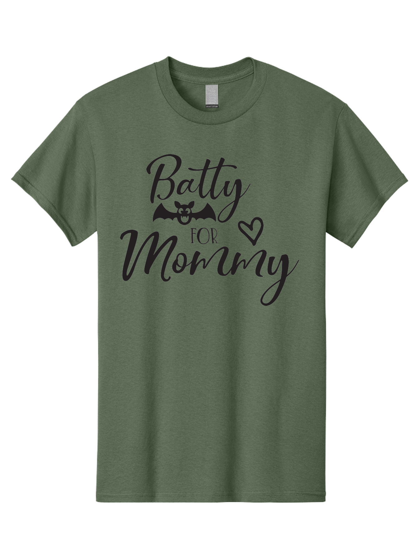Batty-For-Mommy Men'S Graphic Tee, 100% Cotton, Comfortable Casual Summer Wear, Machine Washable, Halloween Theme, Batty For Mommy, Mother Child Love, Halloween Quotes, Funny Bat Design, Cursive Script, Heart Symbol, Mom Appreciation Aac491