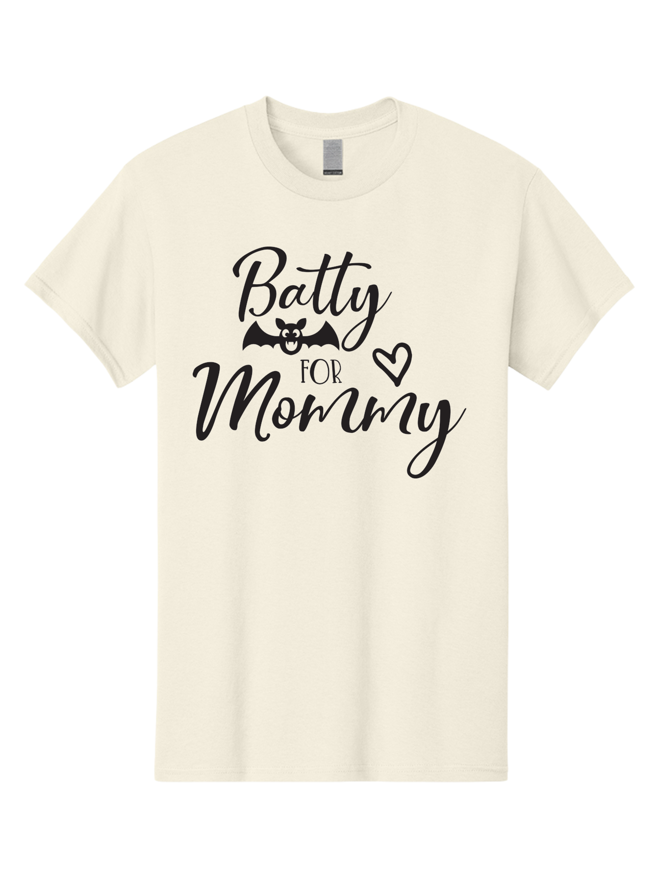 Batty-For-Mommy Men'S Graphic Tee, 100% Cotton, Comfortable Casual Summer Wear, Machine Washable, Halloween Theme, Batty For Mommy, Mother Child Love, Halloween Quotes, Funny Bat Design, Cursive Script, Heart Symbol, Mom Appreciation Aac491