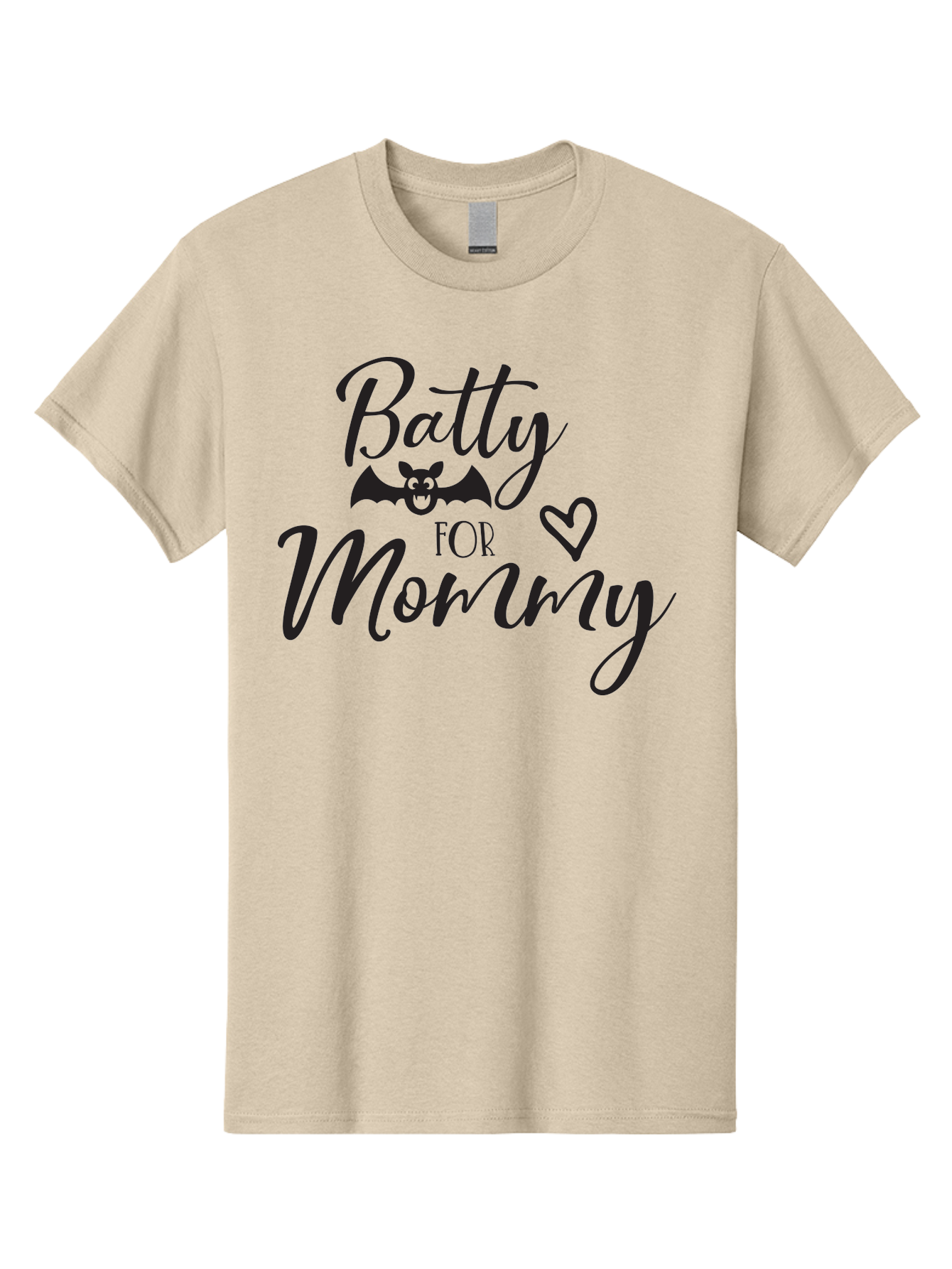 Batty-For-Mommy Men'S Graphic Tee, 100% Cotton, Comfortable Casual Summer Wear, Machine Washable, Halloween Theme, Batty For Mommy, Mother Child Love, Halloween Quotes, Funny Bat Design, Cursive Script, Heart Symbol, Mom Appreciation Aac491