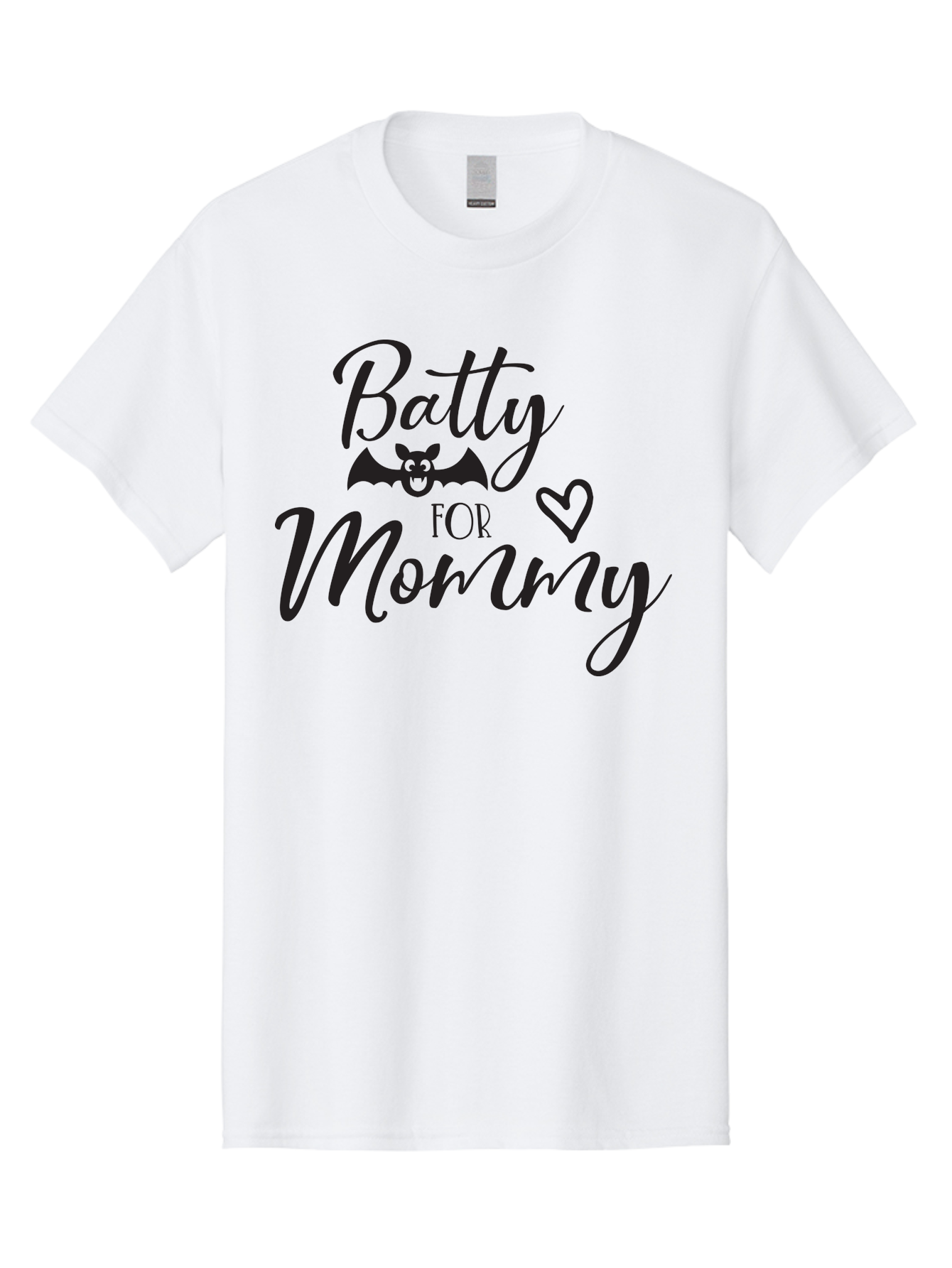 Batty-For-Mommy Men'S Graphic Tee, 100% Cotton, Comfortable Casual Summer Wear, Machine Washable, Halloween Theme, Batty For Mommy, Mother Child Love, Halloween Quotes, Funny Bat Design, Cursive Script, Heart Symbol, Mom Appreciation Aac491