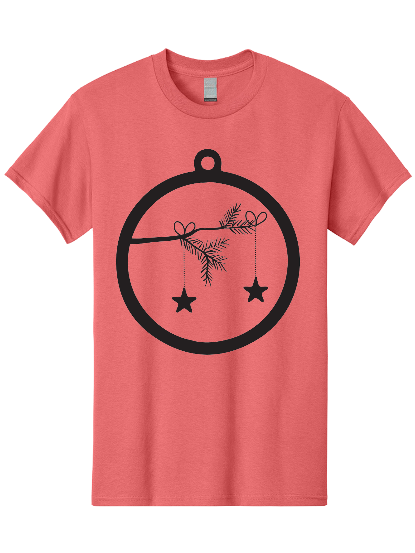 Bauble-With-Ornaments Men'S Graphic Tee, 100% Cotton, Comfortable Casual Summer Wear, Machine Washable, Christmas Decoration, Hanging Ornaments, Pine Branch, Star Decorations, Festive Design, Holiday Decor, Seasonal Theme, Xmas Tree Aac492