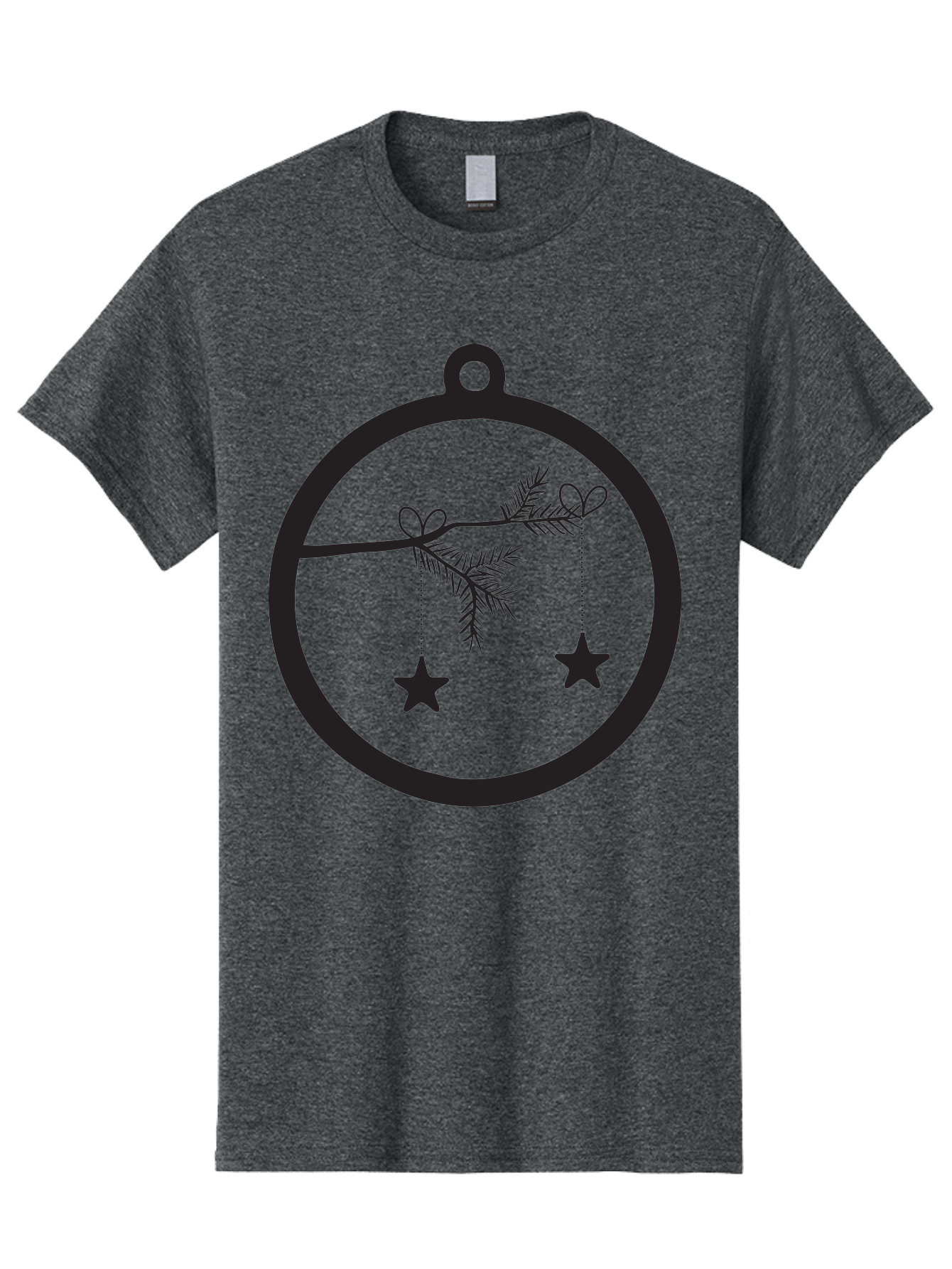 Bauble-With-Ornaments Men'S Graphic Tee, 100% Cotton, Comfortable Casual Summer Wear, Machine Washable, Christmas Decoration, Hanging Ornaments, Pine Branch, Star Decorations, Festive Design, Holiday Decor, Seasonal Theme, Xmas Tree Aac492