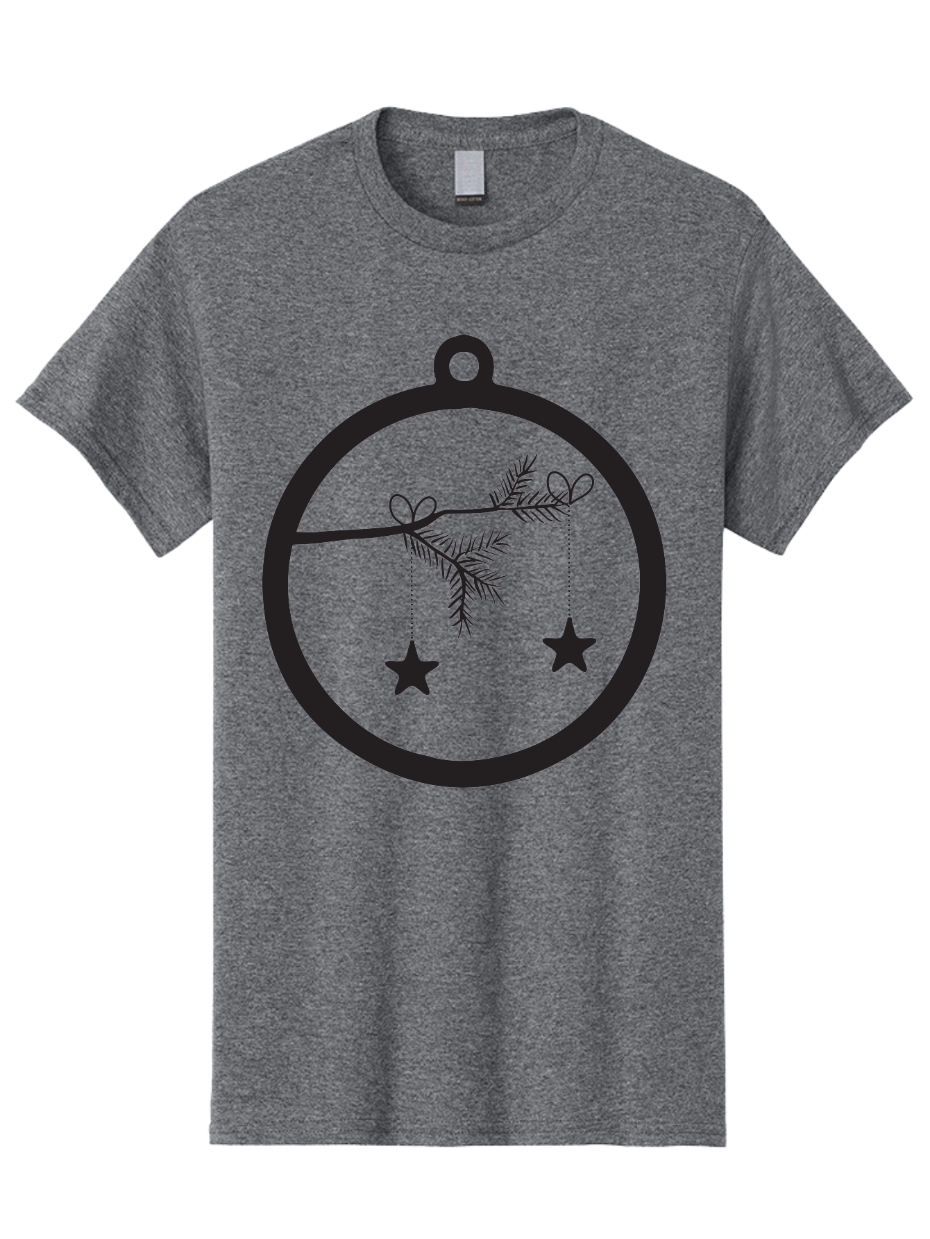 Bauble-With-Ornaments Men'S Graphic Tee, 100% Cotton, Comfortable Casual Summer Wear, Machine Washable, Christmas Decoration, Hanging Ornaments, Pine Branch, Star Decorations, Festive Design, Holiday Decor, Seasonal Theme, Xmas Tree Aac492