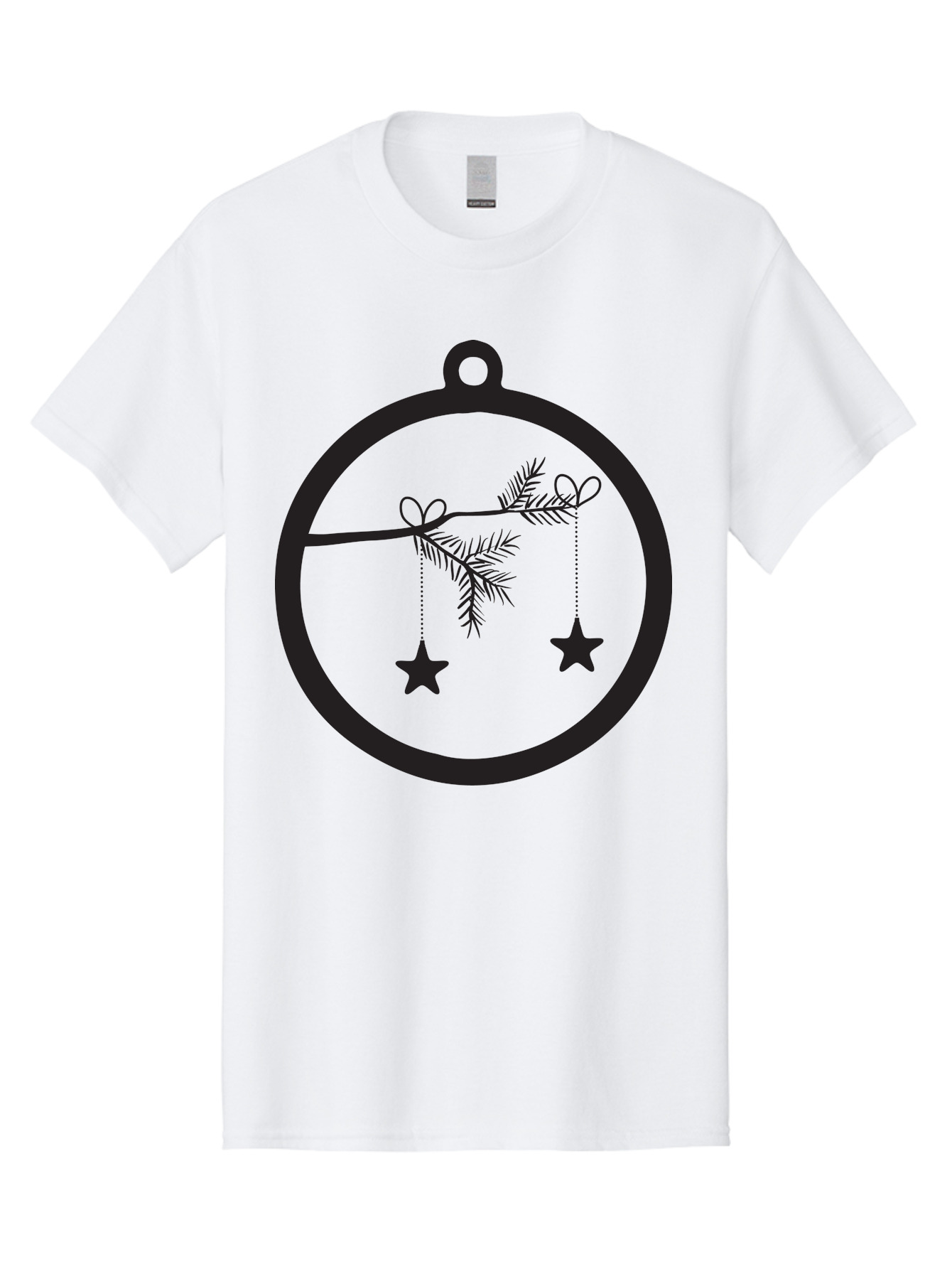 Bauble-With-Ornaments Men'S Graphic Tee, 100% Cotton, Comfortable Casual Summer Wear, Machine Washable, Christmas Decoration, Hanging Ornaments, Pine Branch, Star Decorations, Festive Design, Holiday Decor, Seasonal Theme, Xmas Tree Aac492
