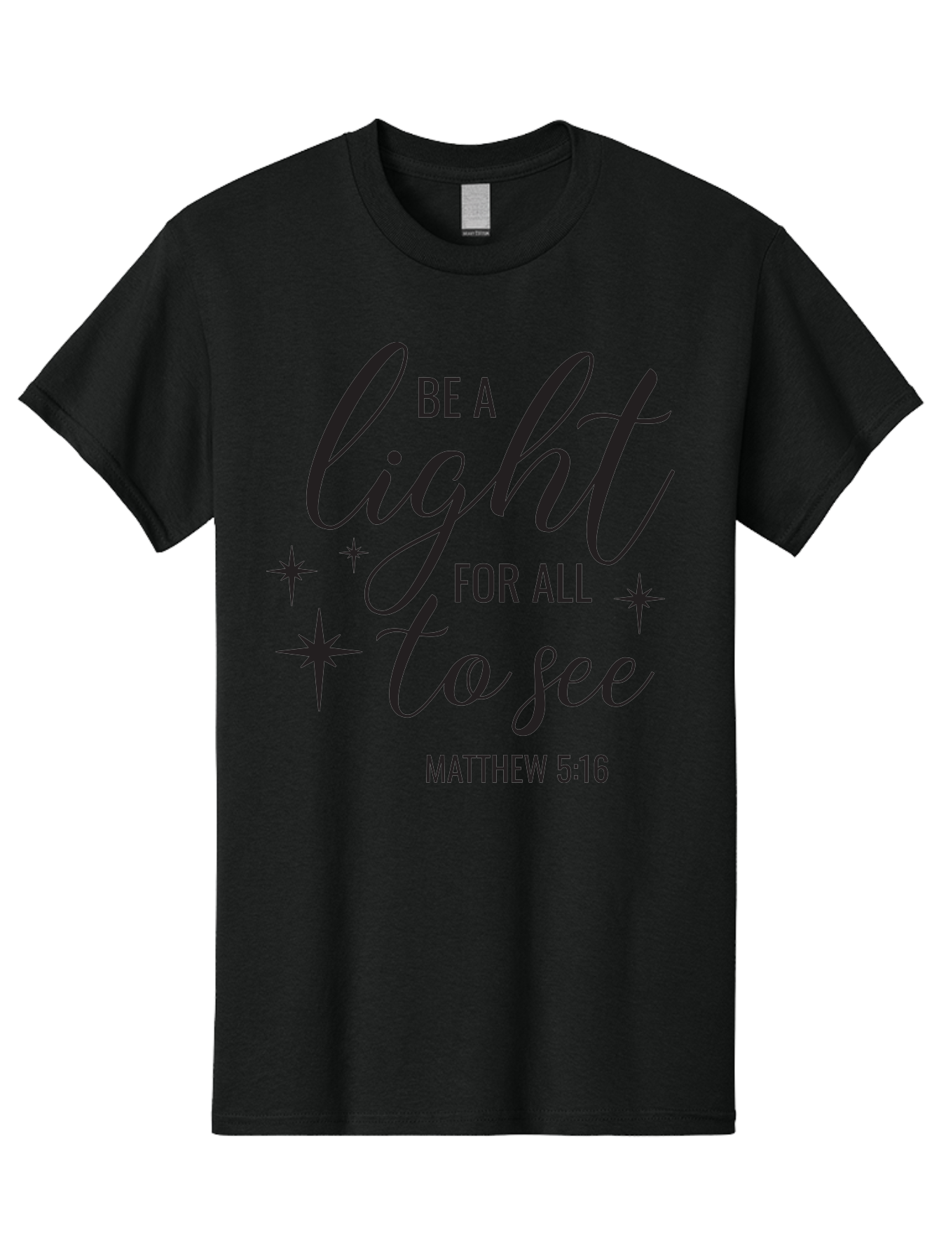 Be-A-Light-For-All-To-See Men'S Graphic Tee, 100% Cotton, Comfortable Casual Summer Wear, Machine Washable, Inspirational Quote, Biblical Verse, Matthew 5:16, Motivational Message, Be A Light, Positivity, Faith, Spirituality, Guidance, Aac493