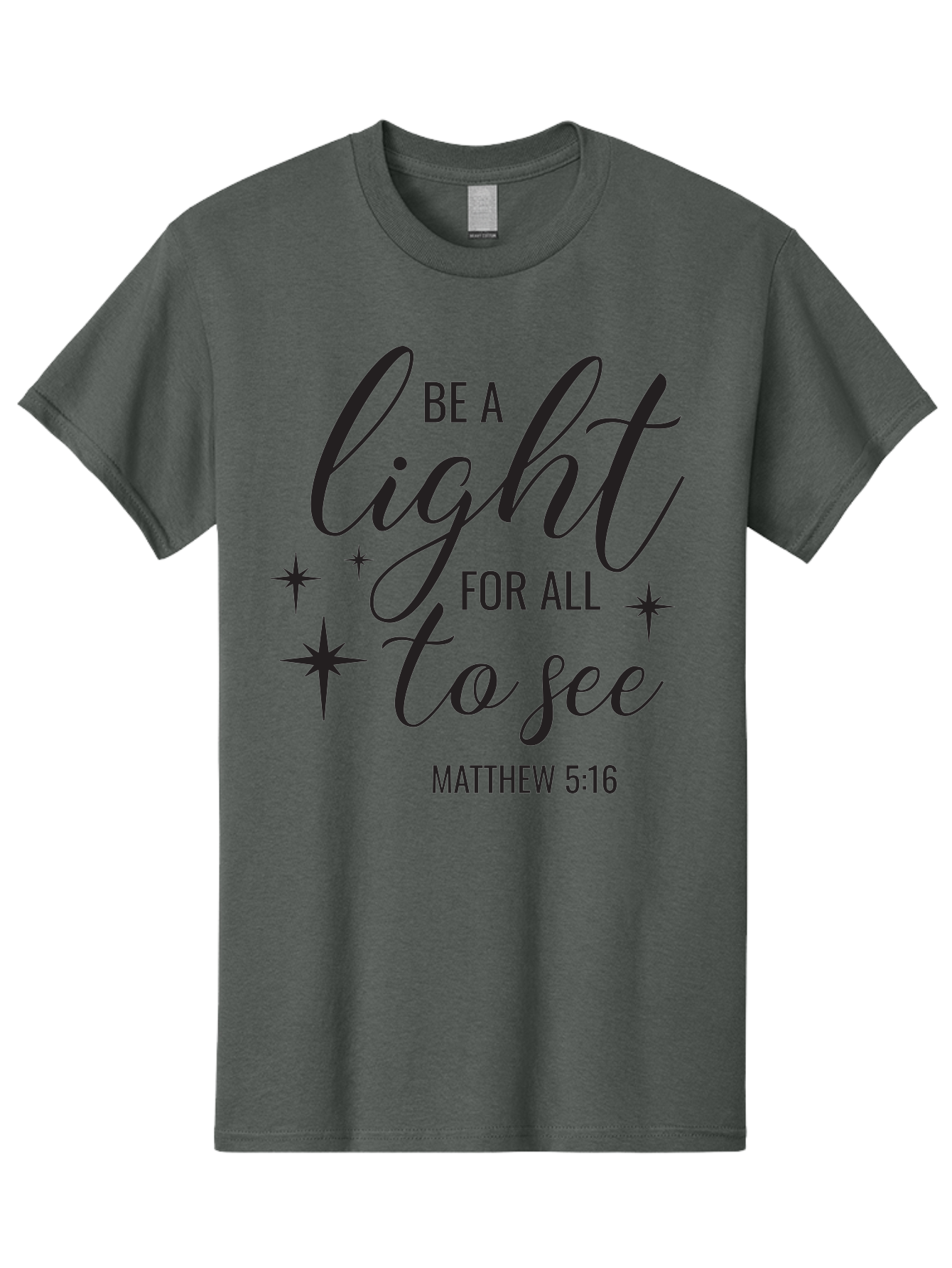 Be-A-Light-For-All-To-See Men'S Graphic Tee, 100% Cotton, Comfortable Casual Summer Wear, Machine Washable, Inspirational Quote, Biblical Verse, Matthew 5:16, Motivational Message, Be A Light, Positivity, Faith, Spirituality, Guidance, Aac493