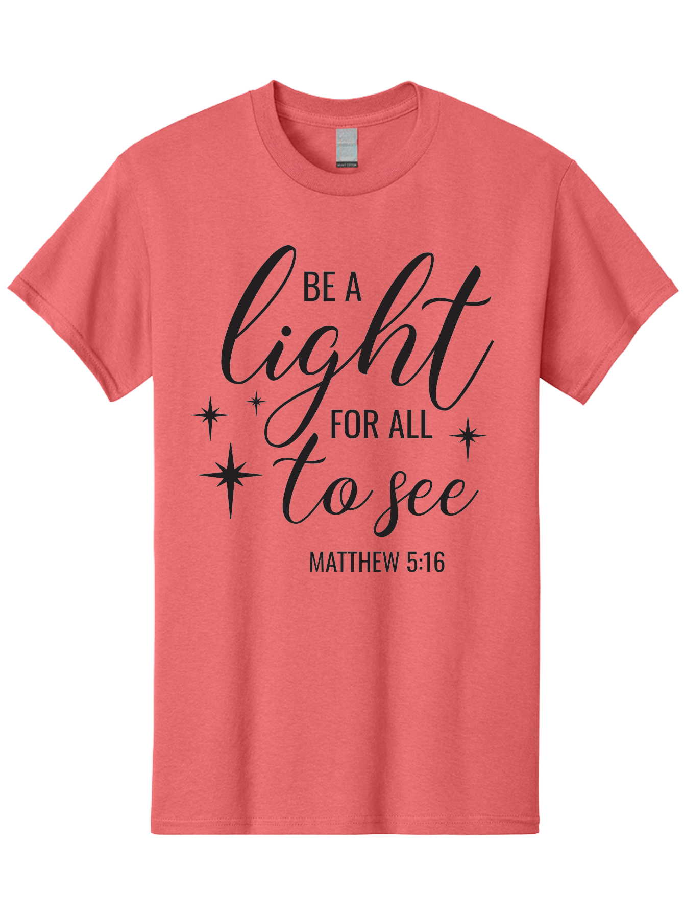 Be-A-Light-For-All-To-See Men'S Graphic Tee, 100% Cotton, Comfortable Casual Summer Wear, Machine Washable, Inspirational Quote, Biblical Verse, Matthew 5:16, Motivational Message, Be A Light, Positivity, Faith, Spirituality, Guidance, Aac493