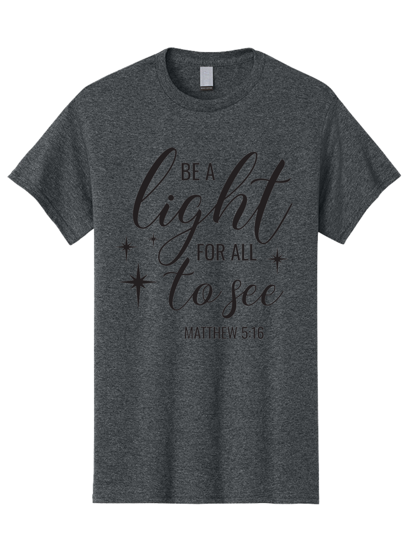 Be-A-Light-For-All-To-See Men'S Graphic Tee, 100% Cotton, Comfortable Casual Summer Wear, Machine Washable, Inspirational Quote, Biblical Verse, Matthew 5:16, Motivational Message, Be A Light, Positivity, Faith, Spirituality, Guidance, Aac493
