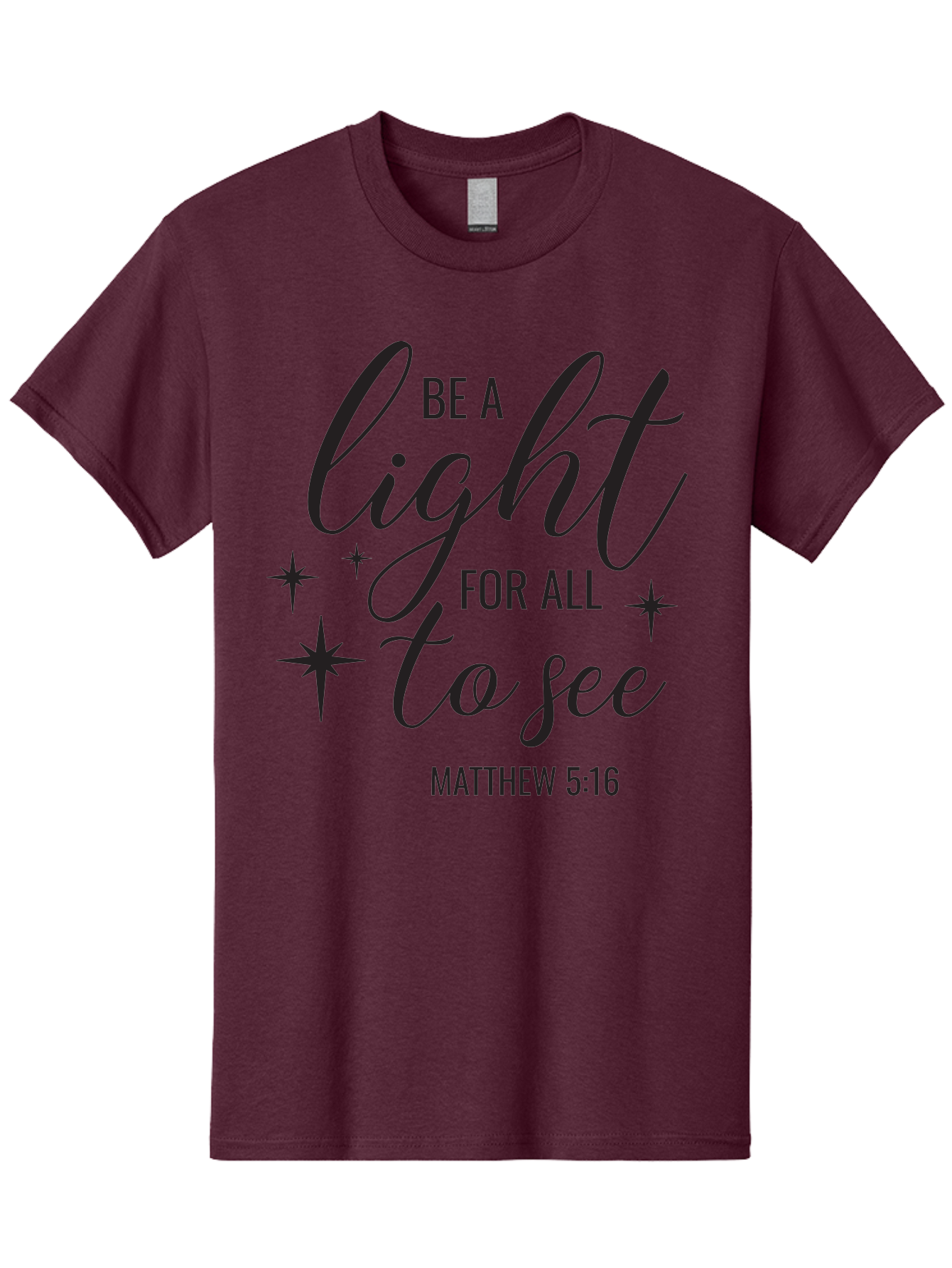 Be-A-Light-For-All-To-See Men'S Graphic Tee, 100% Cotton, Comfortable Casual Summer Wear, Machine Washable, Inspirational Quote, Biblical Verse, Matthew 5:16, Motivational Message, Be A Light, Positivity, Faith, Spirituality, Guidance, Aac493