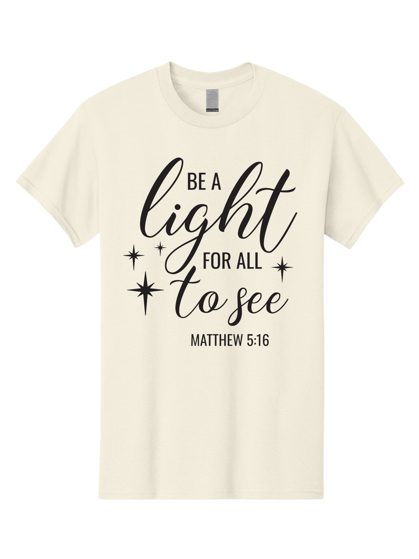 Be-A-Light-For-All-To-See Men'S Graphic Tee, 100% Cotton, Comfortable Casual Summer Wear, Machine Washable, Inspirational Quote, Biblical Verse, Matthew 5:16, Motivational Message, Be A Light, Positivity, Faith, Spirituality, Guidance, Aac493