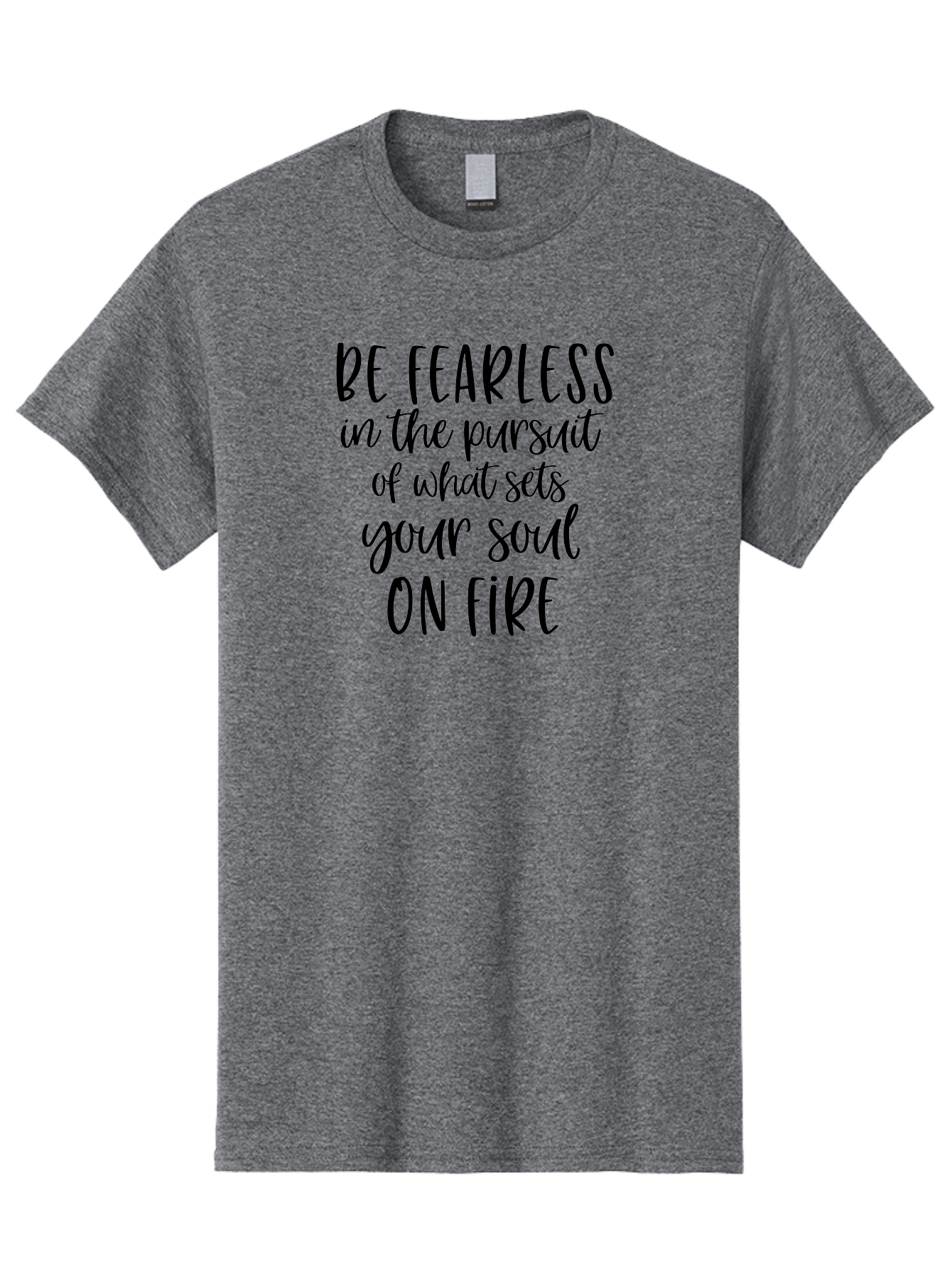 Be-Fearless Men'S Graphic Tee, 100% Cotton, Comfortable Casual Summer Wear, Machine Washable, Motivational Quote, Inspiring Words, Fearless Pursuit, Soulful Journey, Inner Fire, Motivational Poster, Positivity, Encouragement, Success Mindset, Aac495