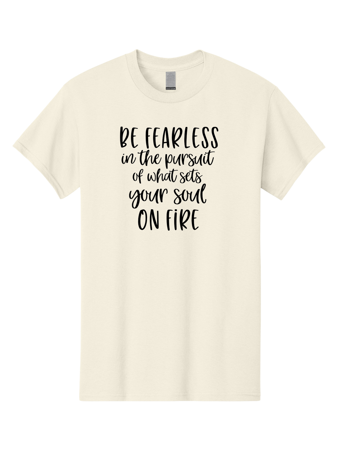 Be-Fearless Men'S Graphic Tee, 100% Cotton, Comfortable Casual Summer Wear, Machine Washable, Motivational Quote, Inspiring Words, Fearless Pursuit, Soulful Journey, Inner Fire, Motivational Poster, Positivity, Encouragement, Success Mindset, Aac495