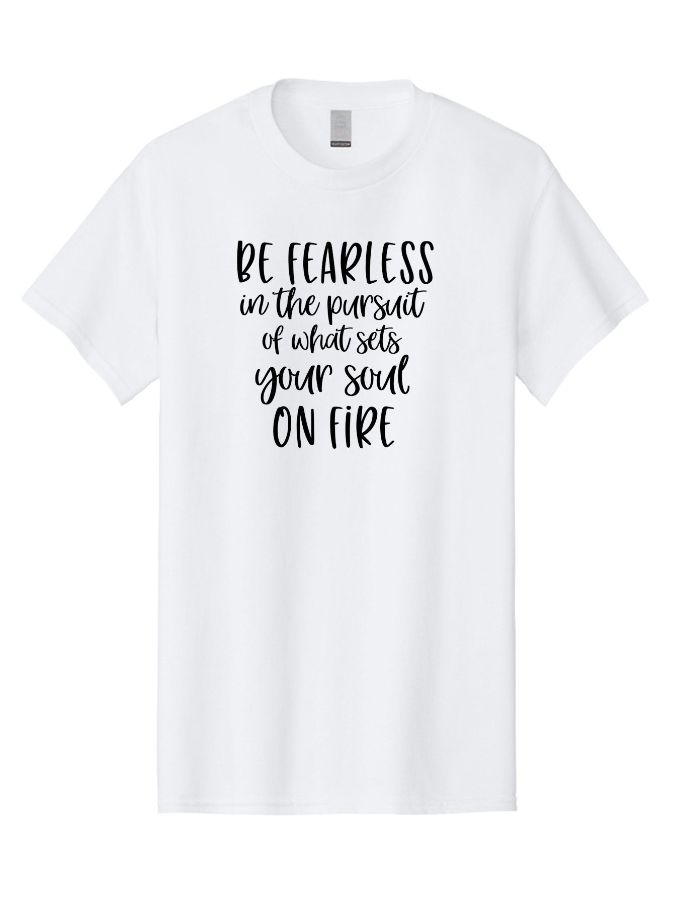 Be-Fearless Men'S Graphic Tee, 100% Cotton, Comfortable Casual Summer Wear, Machine Washable, Motivational Quote, Inspiring Words, Fearless Pursuit, Soulful Journey, Inner Fire, Motivational Poster, Positivity, Encouragement, Success Mindset, Aac495