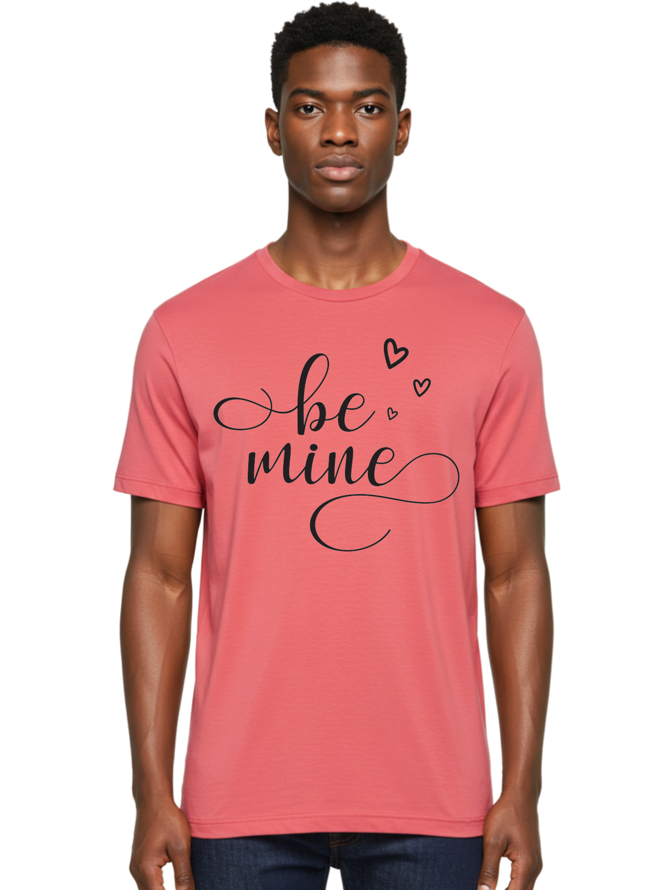 Be-Mine Men'S Graphic Tee, 100% Cotton, Comfortable Casual Summer Wear, Machine Washable, Love Message, Valentines Day Card, Romantic Quote, Cursive Text, Heart Symbols, Love Hearts, Sweetheart, Valentines Day Gift Aac497