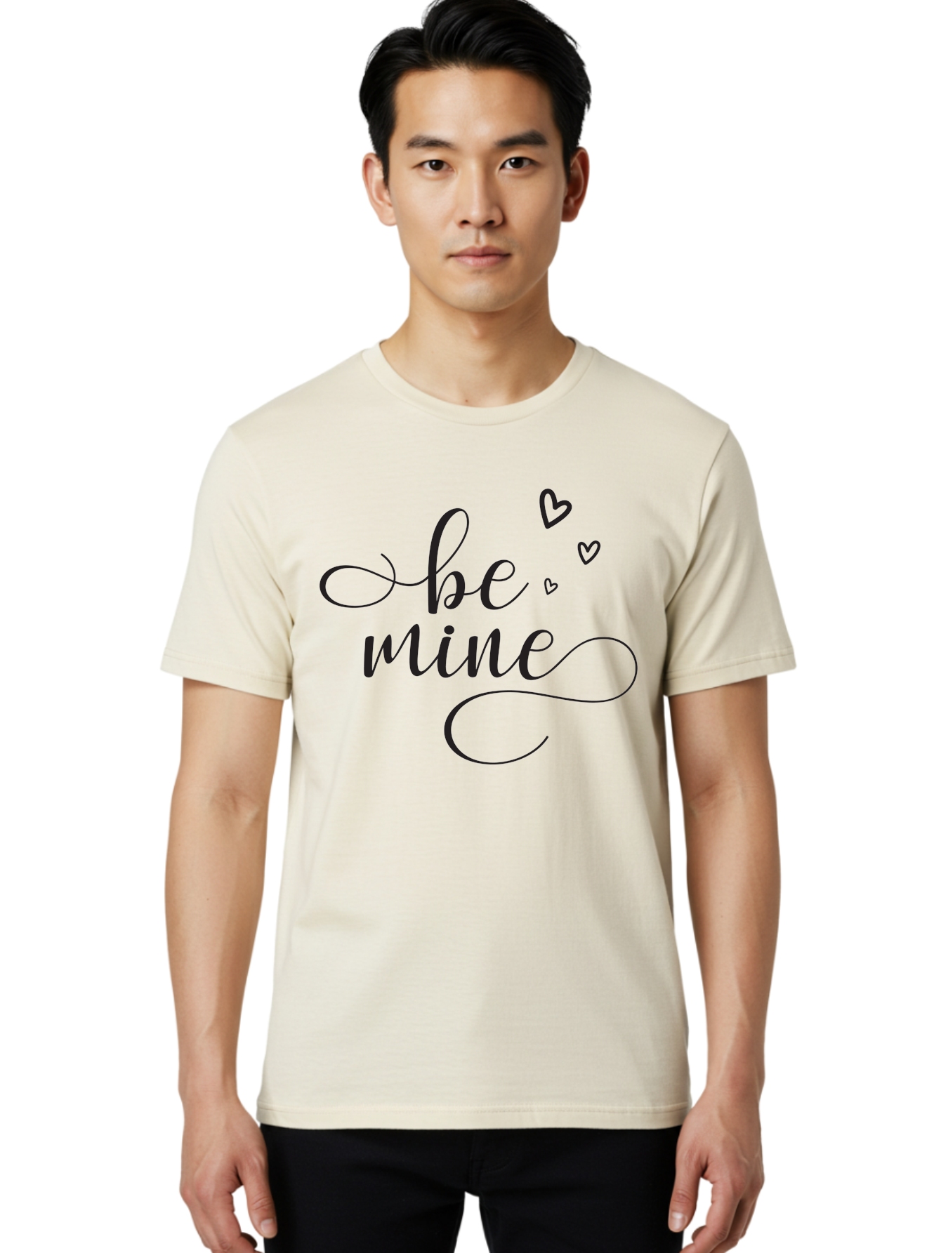 Be-Mine Men'S Graphic Tee, 100% Cotton, Comfortable Casual Summer Wear, Machine Washable, Love Message, Valentines Day Card, Romantic Quote, Cursive Text, Heart Symbols, Love Hearts, Sweetheart, Valentines Day Gift Aac497