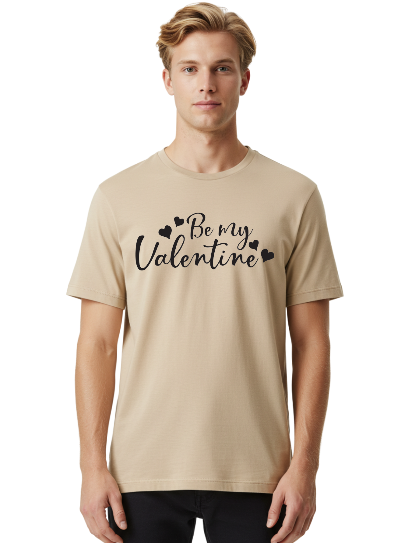 Be-My-Valentine Men'S Graphic Tee, 100% Cotton, Comfortable Casual Summer Wear, Machine Washable, Valentine'S Day Message, Romantic Greeting, Love Hearts, Heart Decoration, Be My Valentine, Valentine'S Day Card, Sweetheart, Love Message, Aac499
