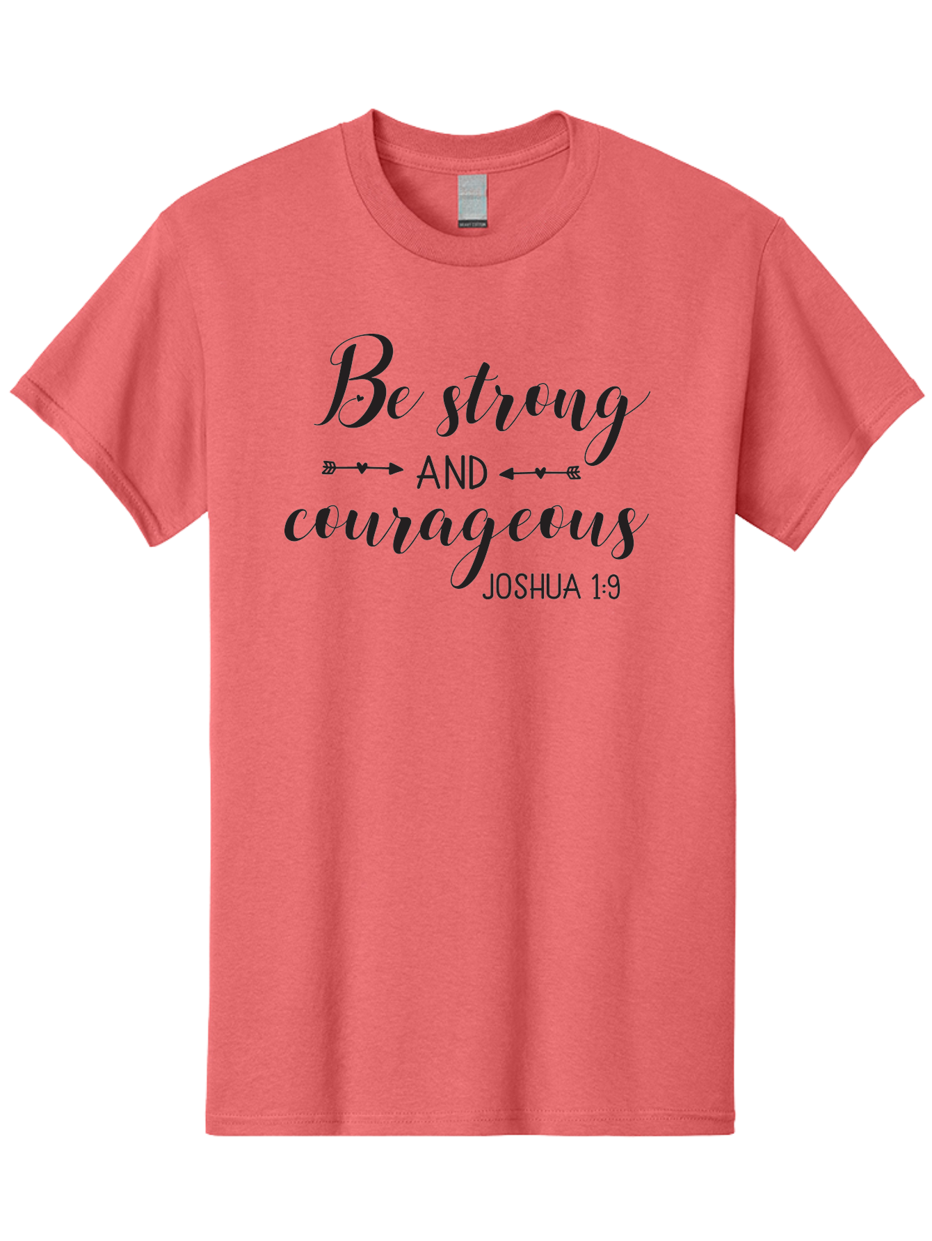 Be-Strong-And-Courageous Men'S Graphic Tee, 100% Cotton, Comfortable Casual Summer Wear, Machine Washable, Inspirational Quote, Motivational Words, Biblical Phrase, Joshua 1:9, Be Strong, Be Courageous, Arrow Symbols, Scripture Art, Aac501