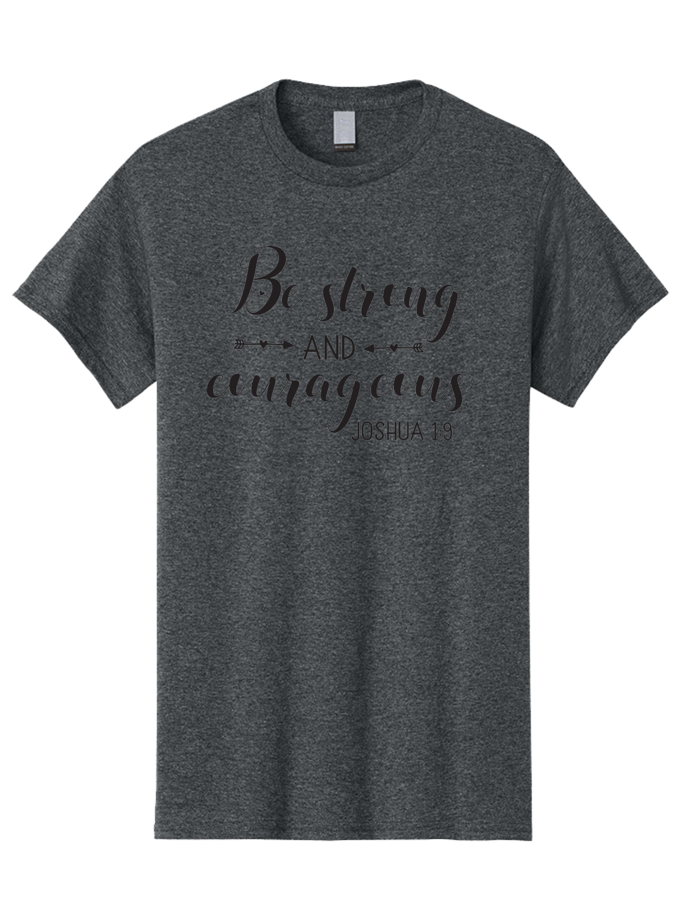 Be-Strong-And-Courageous Men'S Graphic Tee, 100% Cotton, Comfortable Casual Summer Wear, Machine Washable, Inspirational Quote, Motivational Words, Biblical Phrase, Joshua 1:9, Be Strong, Be Courageous, Arrow Symbols, Scripture Art, Aac501