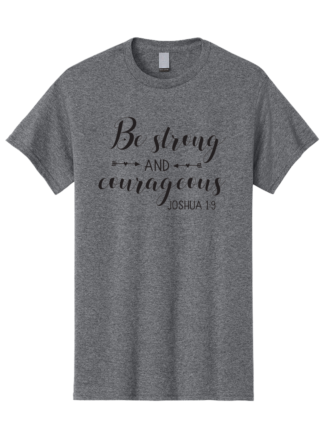 Be-Strong-And-Courageous Men'S Graphic Tee, 100% Cotton, Comfortable Casual Summer Wear, Machine Washable, Inspirational Quote, Motivational Words, Biblical Phrase, Joshua 1:9, Be Strong, Be Courageous, Arrow Symbols, Scripture Art, Aac501