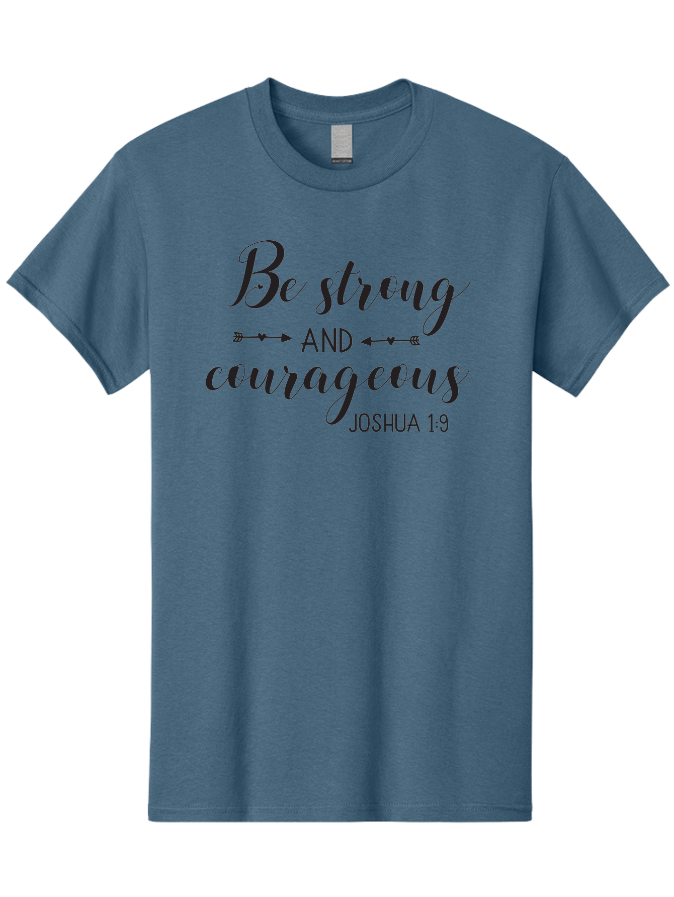Be-Strong-And-Courageous Men'S Graphic Tee, 100% Cotton, Comfortable Casual Summer Wear, Machine Washable, Inspirational Quote, Motivational Words, Biblical Phrase, Joshua 1:9, Be Strong, Be Courageous, Arrow Symbols, Scripture Art, Aac501