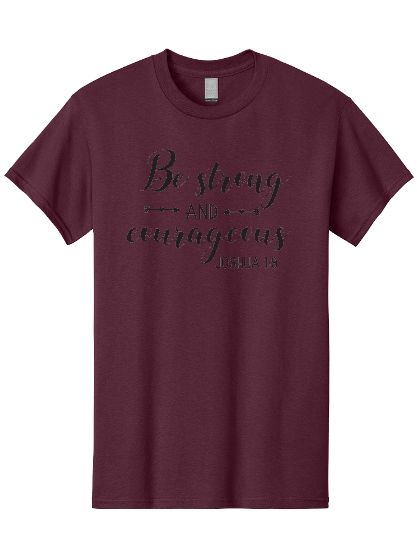 Be-Strong-And-Courageous Men'S Graphic Tee, 100% Cotton, Comfortable Casual Summer Wear, Machine Washable, Inspirational Quote, Motivational Words, Biblical Phrase, Joshua 1:9, Be Strong, Be Courageous, Arrow Symbols, Scripture Art, Aac501