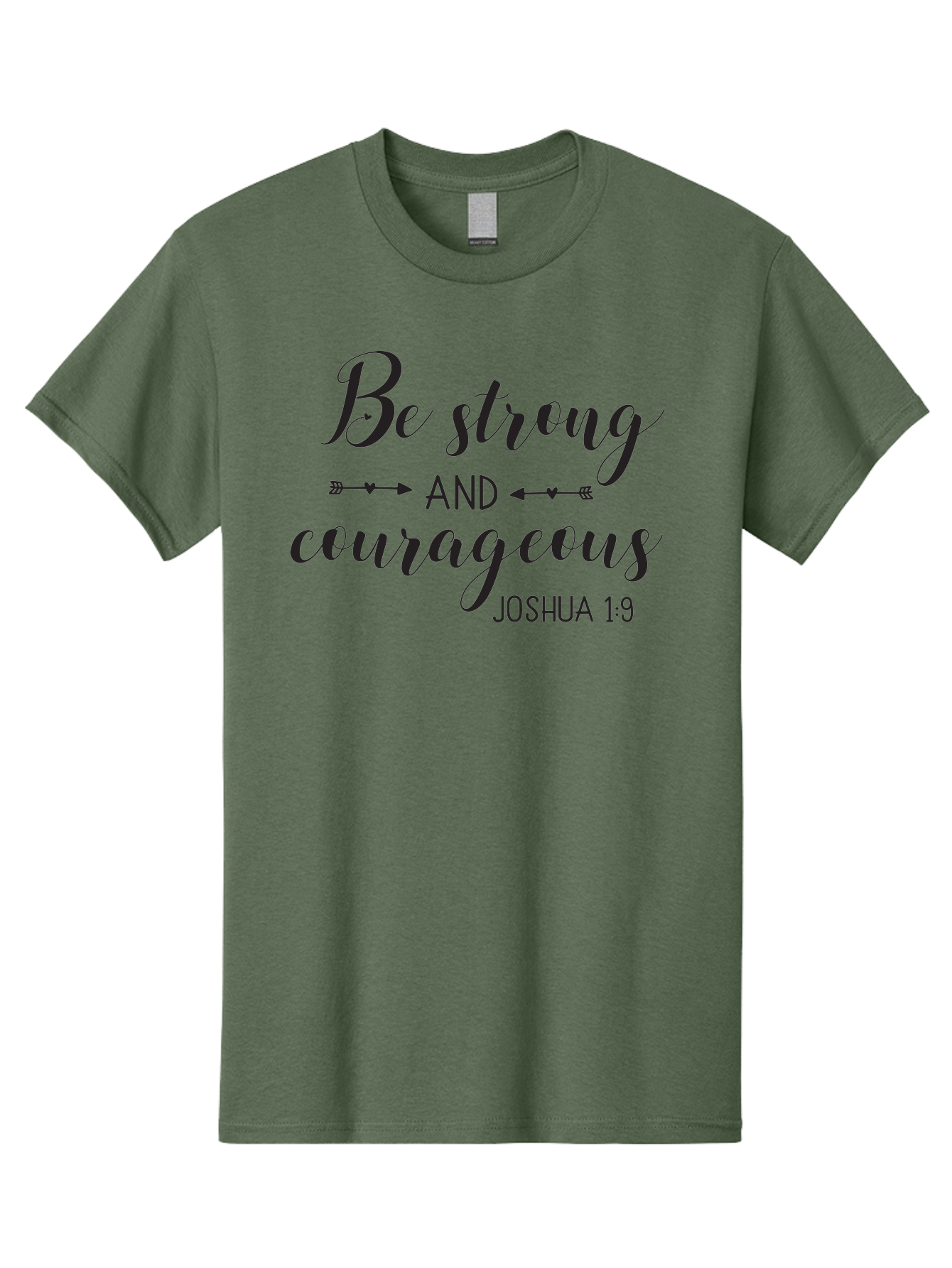 Be-Strong-And-Courageous Men'S Graphic Tee, 100% Cotton, Comfortable Casual Summer Wear, Machine Washable, Inspirational Quote, Motivational Words, Biblical Phrase, Joshua 1:9, Be Strong, Be Courageous, Arrow Symbols, Scripture Art, Aac501