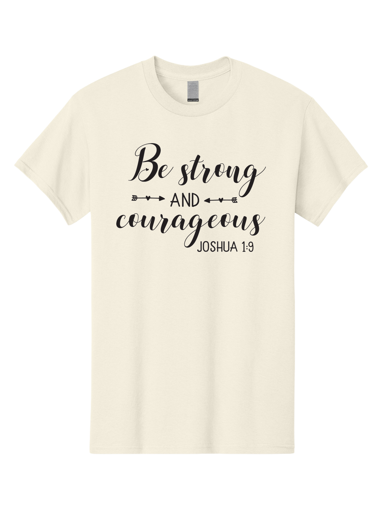 Be-Strong-And-Courageous Men'S Graphic Tee, 100% Cotton, Comfortable Casual Summer Wear, Machine Washable, Inspirational Quote, Motivational Words, Biblical Phrase, Joshua 1:9, Be Strong, Be Courageous, Arrow Symbols, Scripture Art, Aac501
