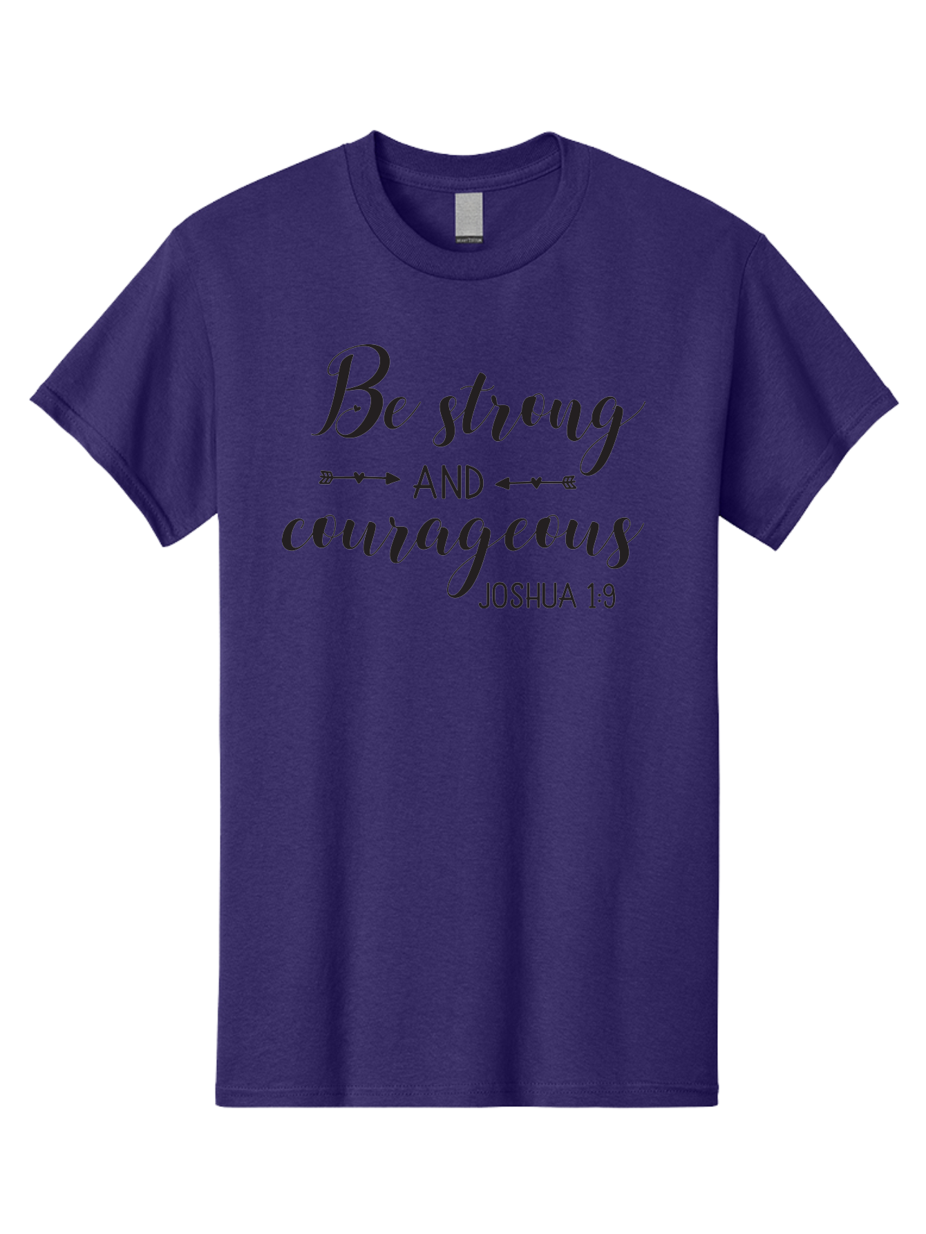 Be-Strong-And-Courageous Men'S Graphic Tee, 100% Cotton, Comfortable Casual Summer Wear, Machine Washable, Inspirational Quote, Motivational Words, Biblical Phrase, Joshua 1:9, Be Strong, Be Courageous, Arrow Symbols, Scripture Art, Aac501