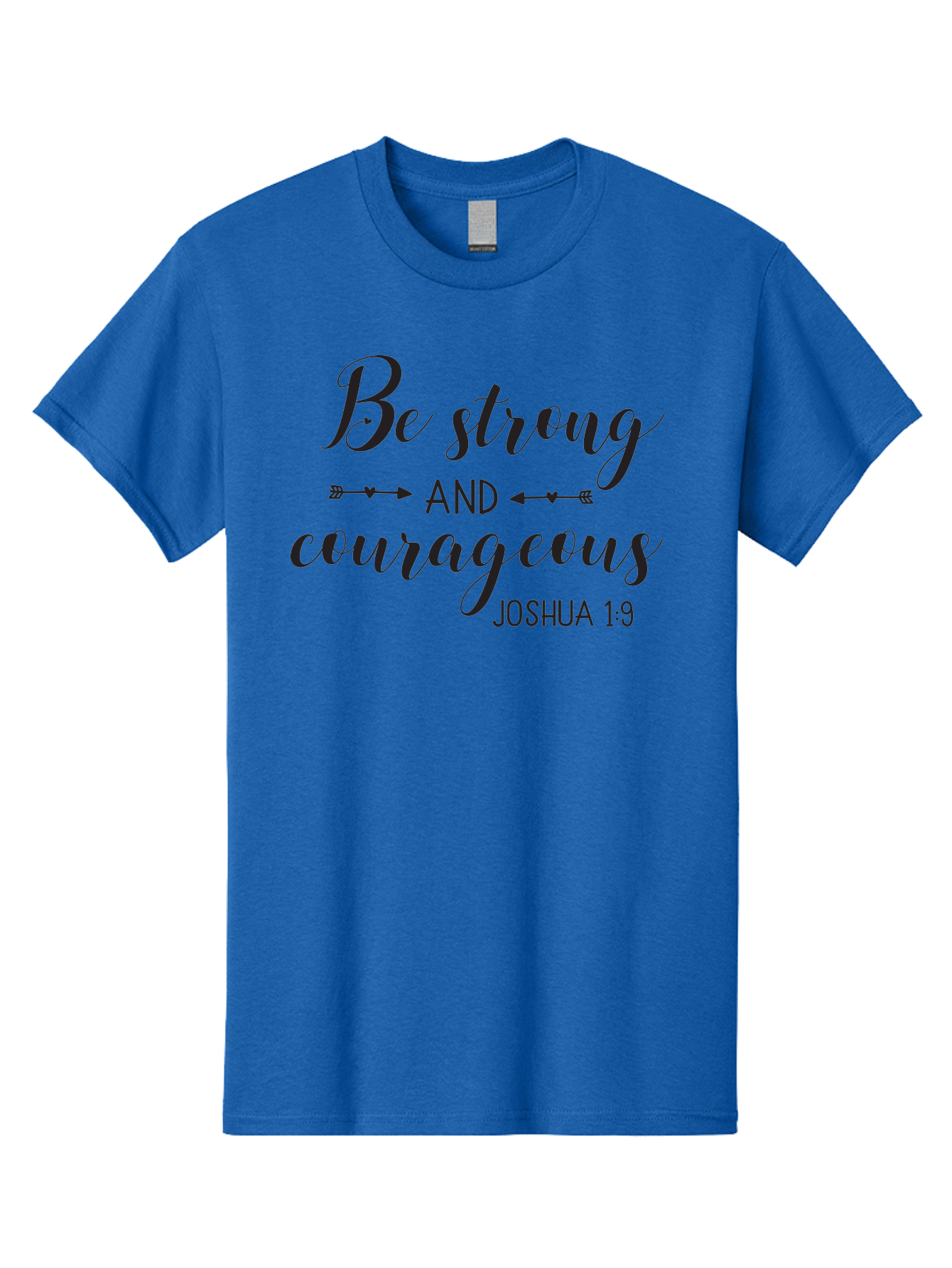 Be-Strong-And-Courageous Men'S Graphic Tee, 100% Cotton, Comfortable Casual Summer Wear, Machine Washable, Inspirational Quote, Motivational Words, Biblical Phrase, Joshua 1:9, Be Strong, Be Courageous, Arrow Symbols, Scripture Art, Aac501