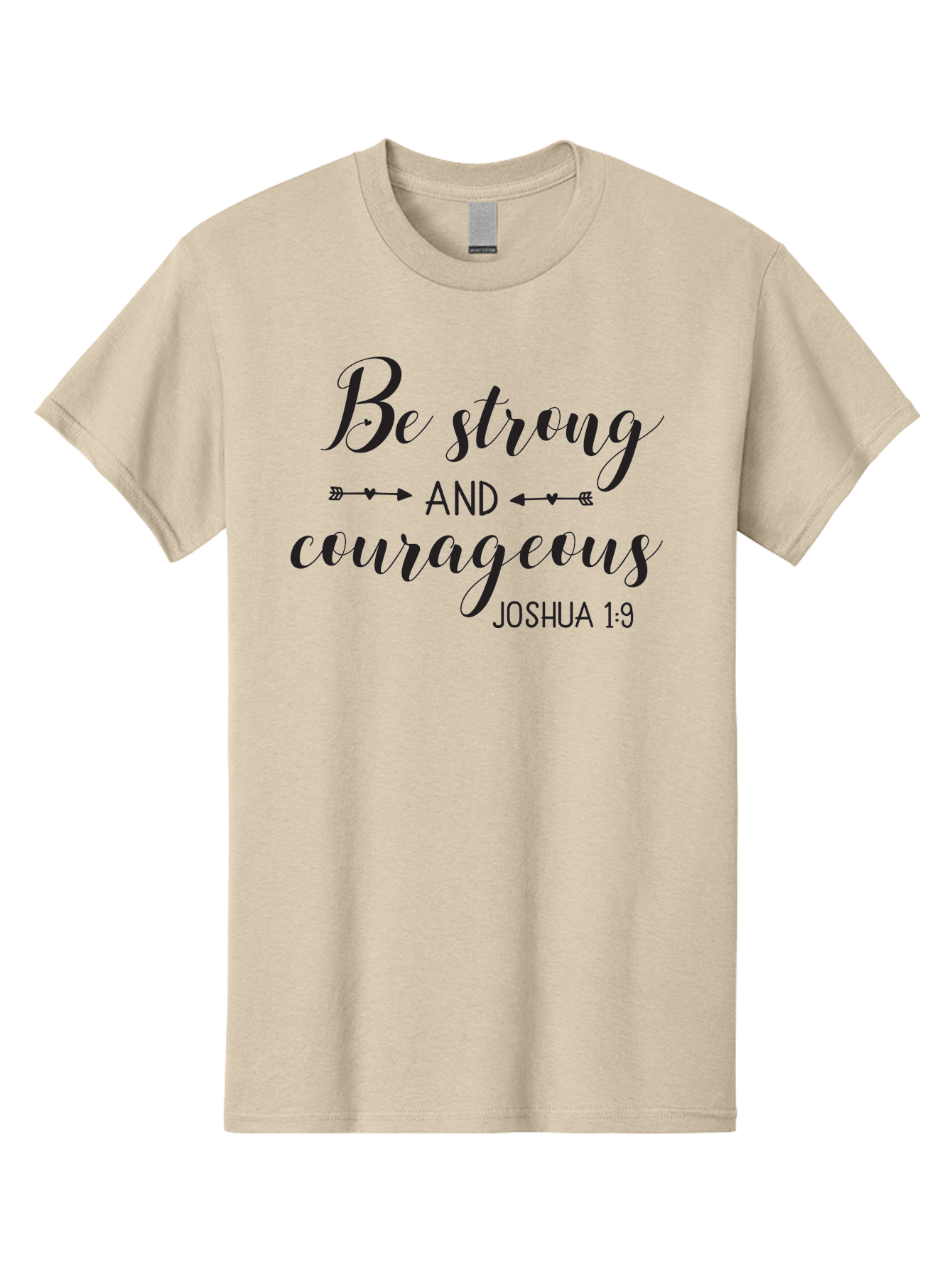 Be-Strong-And-Courageous Men'S Graphic Tee, 100% Cotton, Comfortable Casual Summer Wear, Machine Washable, Inspirational Quote, Motivational Words, Biblical Phrase, Joshua 1:9, Be Strong, Be Courageous, Arrow Symbols, Scripture Art, Aac501