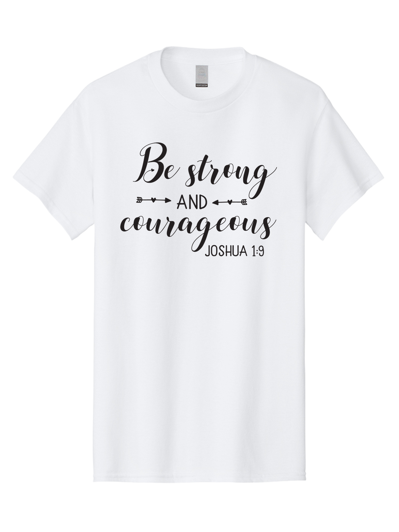 Be-Strong-And-Courageous Men'S Graphic Tee, 100% Cotton, Comfortable Casual Summer Wear, Machine Washable, Inspirational Quote, Motivational Words, Biblical Phrase, Joshua 1:9, Be Strong, Be Courageous, Arrow Symbols, Scripture Art, Aac501