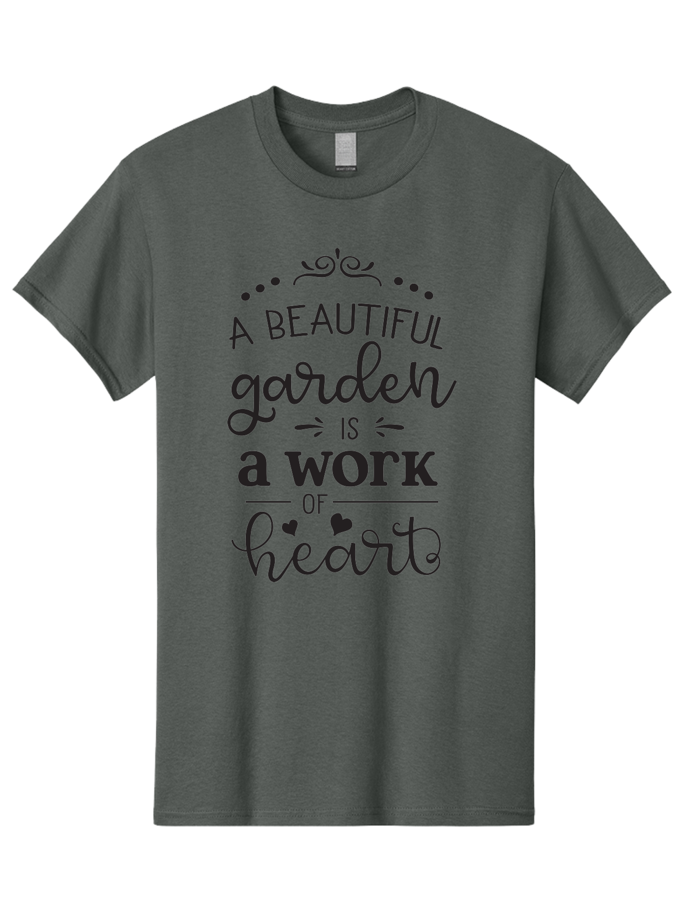 Beautiful-Garden-Is-Work-Of-Heart Men'S Graphic Tee, 100% Cotton, Comfortable Casual Summer Wear, Machine Washable, Inspirational Garden Quote, Beautiful Garden, Work Of Heart, Gardening Inspiration, Garden Love, Heartwarming Garden, Aac504