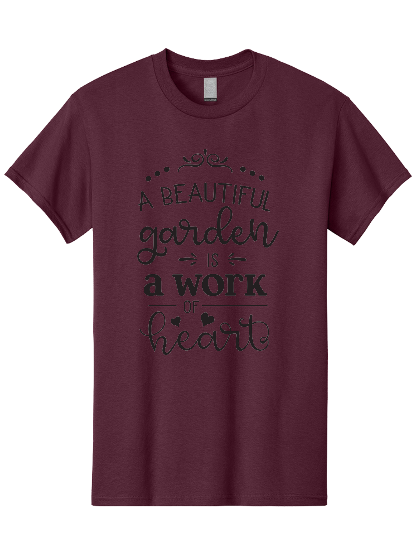 Beautiful-Garden-Is-Work-Of-Heart Men'S Graphic Tee, 100% Cotton, Comfortable Casual Summer Wear, Machine Washable, Inspirational Garden Quote, Beautiful Garden, Work Of Heart, Gardening Inspiration, Garden Love, Heartwarming Garden, Aac504
