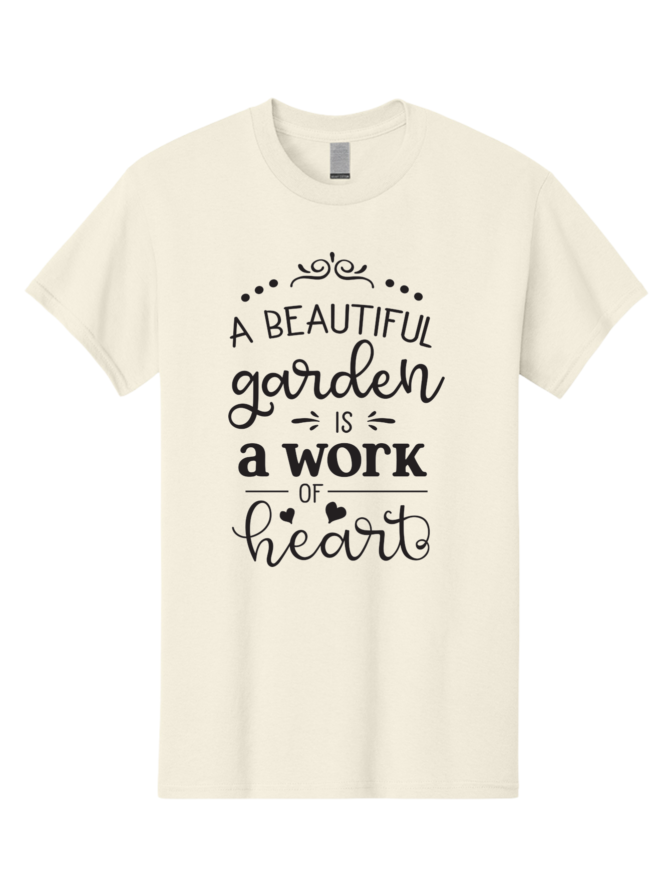 Beautiful-Garden-Is-Work-Of-Heart Men'S Graphic Tee, 100% Cotton, Comfortable Casual Summer Wear, Machine Washable, Inspirational Garden Quote, Beautiful Garden, Work Of Heart, Gardening Inspiration, Garden Love, Heartwarming Garden, Aac504