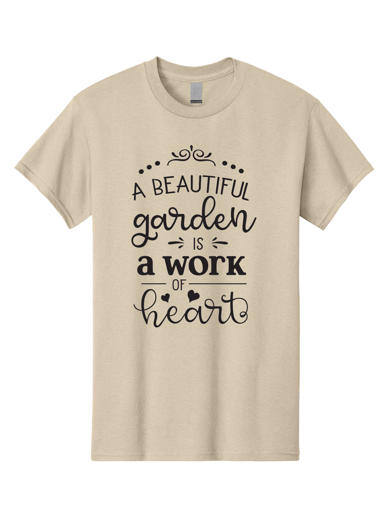 Beautiful-Garden-Is-Work-Of-Heart Men'S Graphic Tee, 100% Cotton, Comfortable Casual Summer Wear, Machine Washable, Inspirational Garden Quote, Beautiful Garden, Work Of Heart, Gardening Inspiration, Garden Love, Heartwarming Garden, Aac504