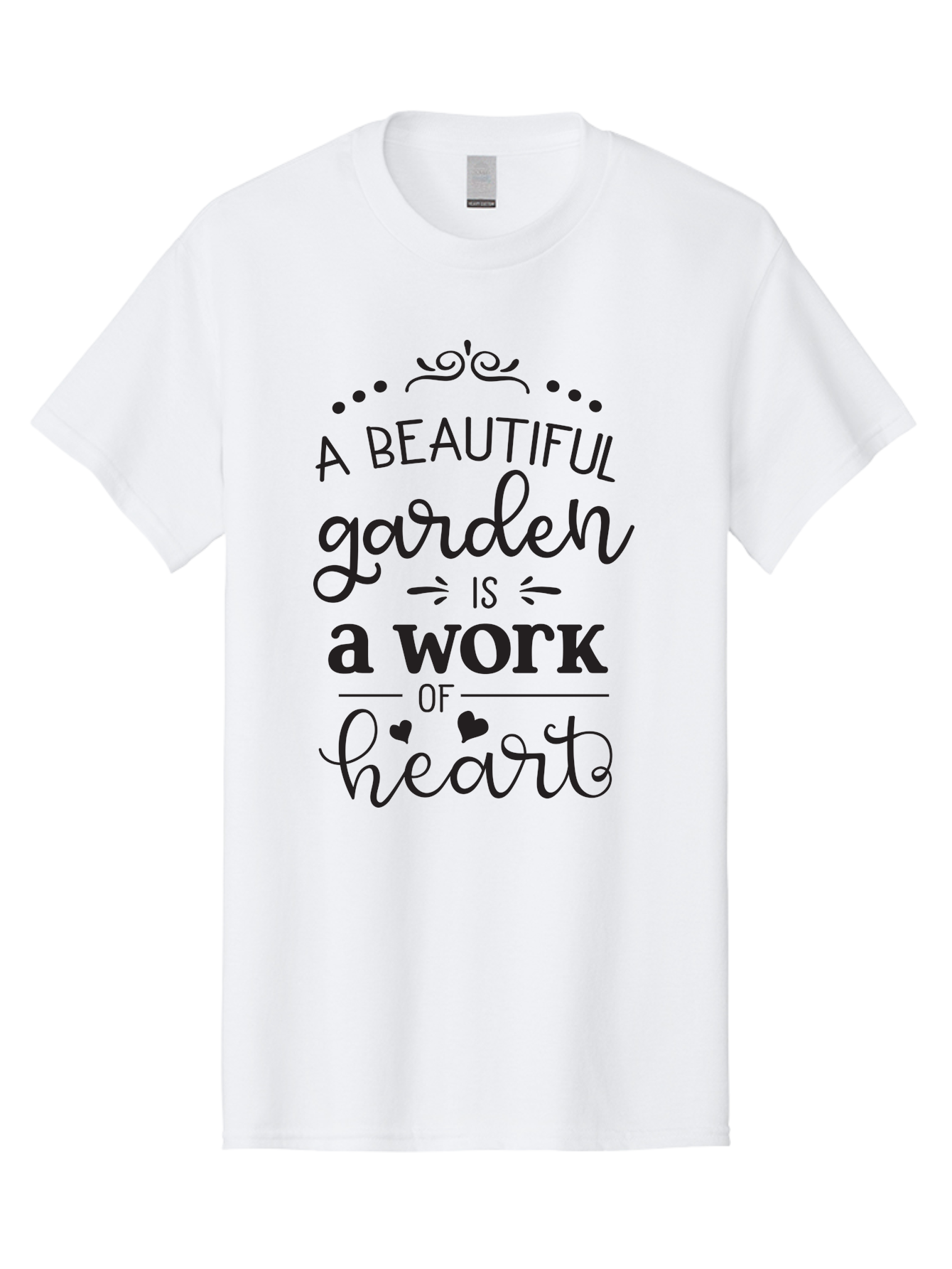 Beautiful-Garden-Is-Work-Of-Heart Men'S Graphic Tee, 100% Cotton, Comfortable Casual Summer Wear, Machine Washable, Inspirational Garden Quote, Beautiful Garden, Work Of Heart, Gardening Inspiration, Garden Love, Heartwarming Garden, Aac504