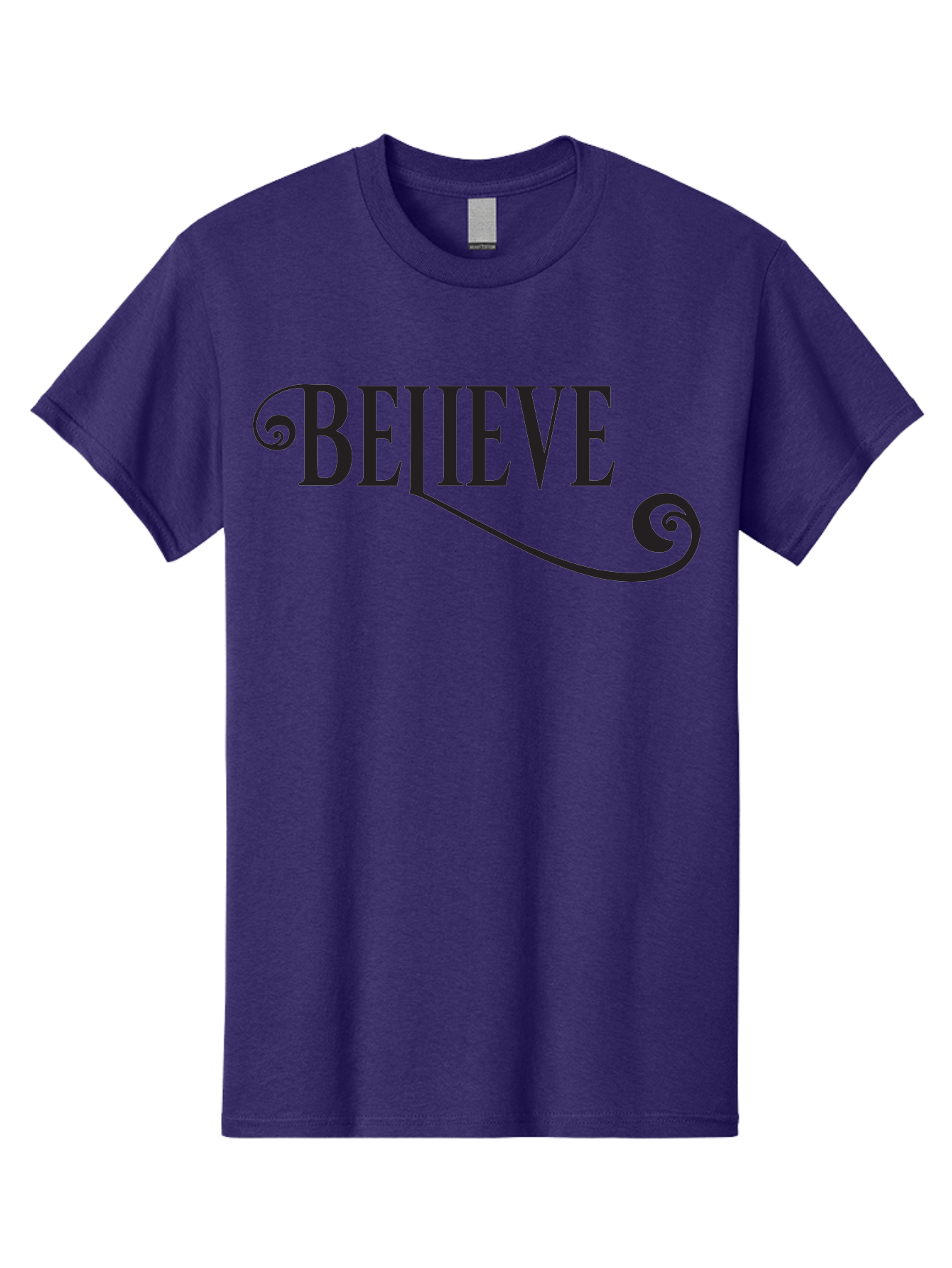 Believe Men'S Graphic Tee, 100% Cotton, Comfortable Casual Summer Wear, Machine Washable, Believe, Motivational Quote, Inspirational Message, Typography Art, Positive Affirmation, Empowerment, Self-Belief, Confidence Boost, Decorative Swirls, Aac508