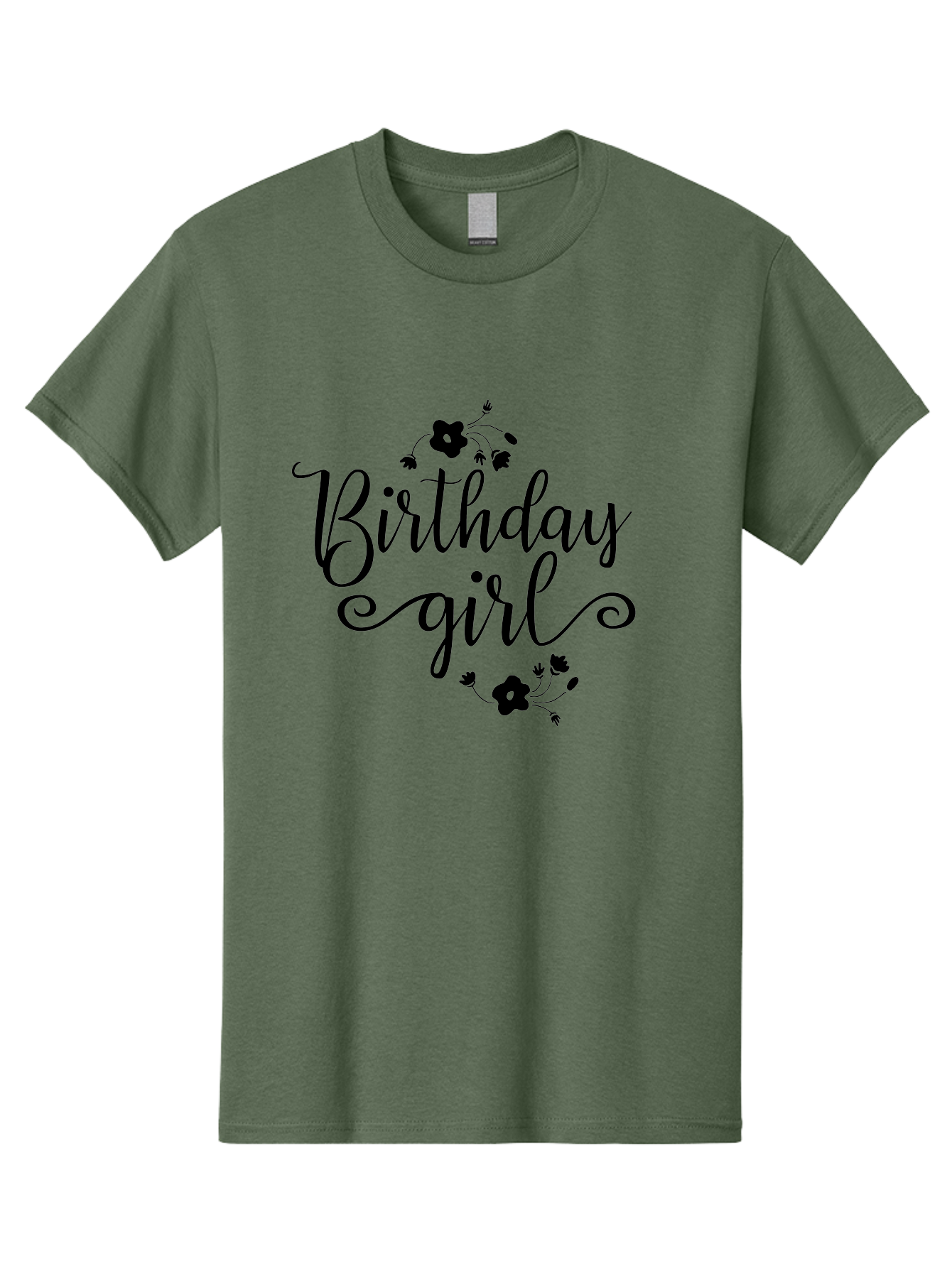 Birthday-Girl Men'S Graphic Tee, 100% Cotton, Comfortable Casual Summer Wear, Machine Washable, Birthday Girl, Black Lettering, Floral Design, Celebratory Theme, Elegant Typography, Special Occasion, Flowers, Birthday Wishes Aac515