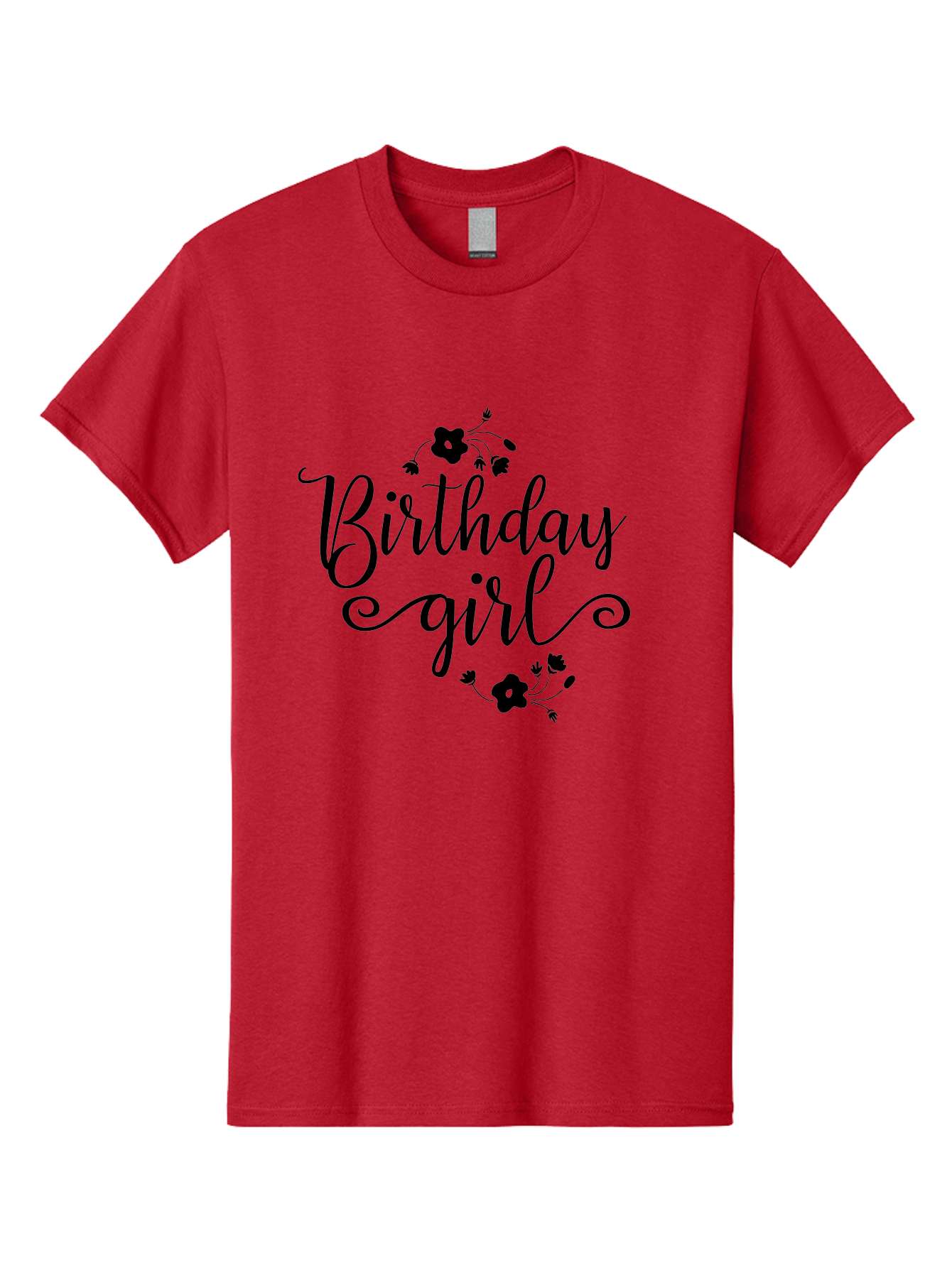 Birthday-Girl Men'S Graphic Tee, 100% Cotton, Comfortable Casual Summer Wear, Machine Washable, Birthday Girl, Black Lettering, Floral Design, Celebratory Theme, Elegant Typography, Special Occasion, Flowers, Birthday Wishes Aac515
