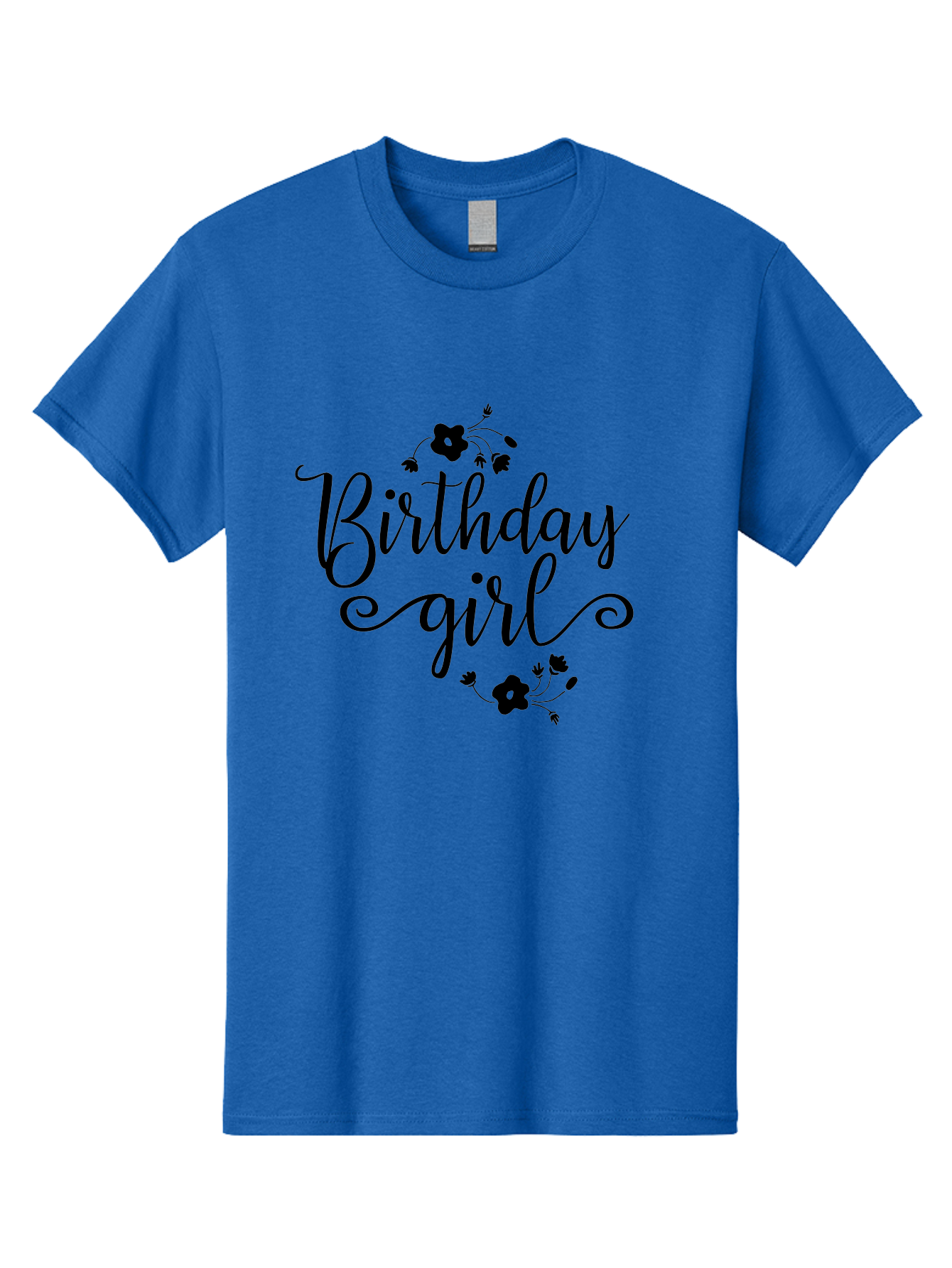 Birthday-Girl Men'S Graphic Tee, 100% Cotton, Comfortable Casual Summer Wear, Machine Washable, Birthday Girl, Black Lettering, Floral Design, Celebratory Theme, Elegant Typography, Special Occasion, Flowers, Birthday Wishes Aac515