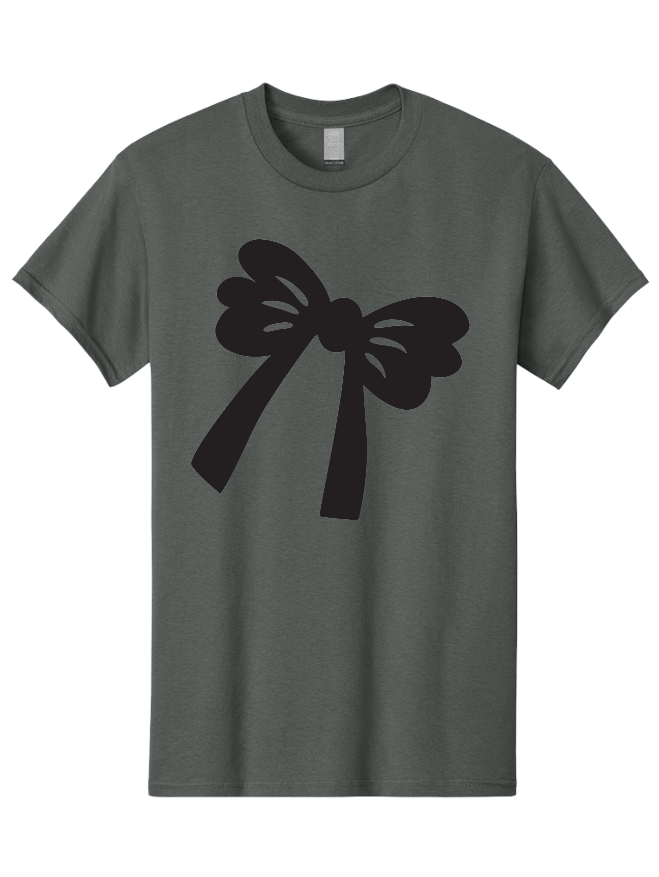 Black-Bow Men'S Graphic Tee, 100% Cotton, Comfortable Casual Summer Wear, Machine Washable, Black Bow Ribbon, Elegant Design, Minimalist Style, Decorative Element, Gift Wrapping, Fashion Accessory, Simple Graphics Aac517