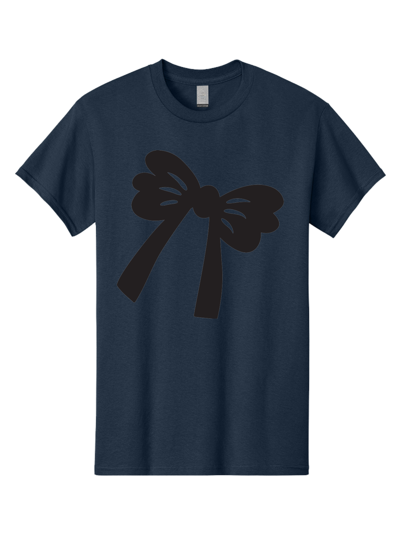 Black-Bow Men'S Graphic Tee, 100% Cotton, Comfortable Casual Summer Wear, Machine Washable, Black Bow Ribbon, Elegant Design, Minimalist Style, Decorative Element, Gift Wrapping, Fashion Accessory, Simple Graphics Aac517